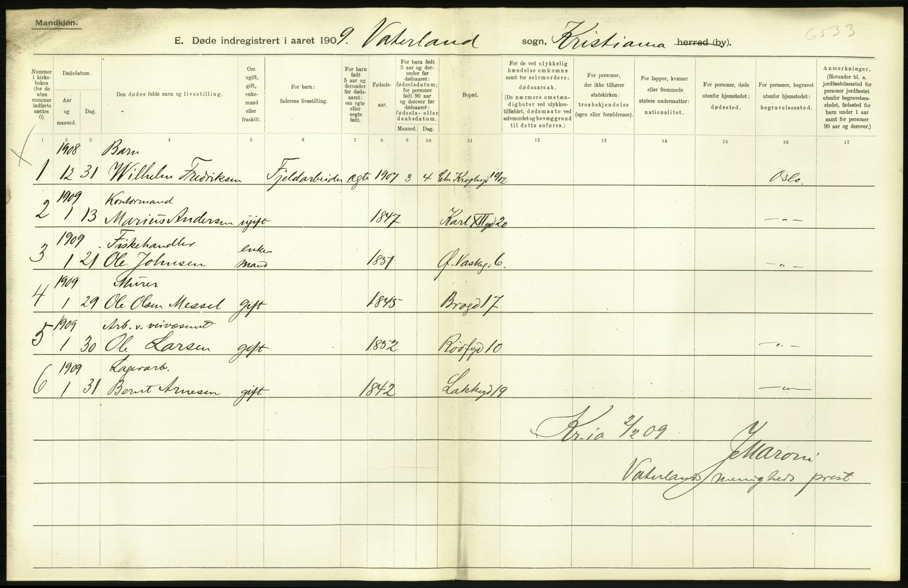 Statistisk sentralbyrå, Sosiodemografiske emner, Befolkning, AV/RA-S-2228/D/Df/Dfa/Dfag/L0010: Kristiania: Døde, dødfødte., 1909, s. 412