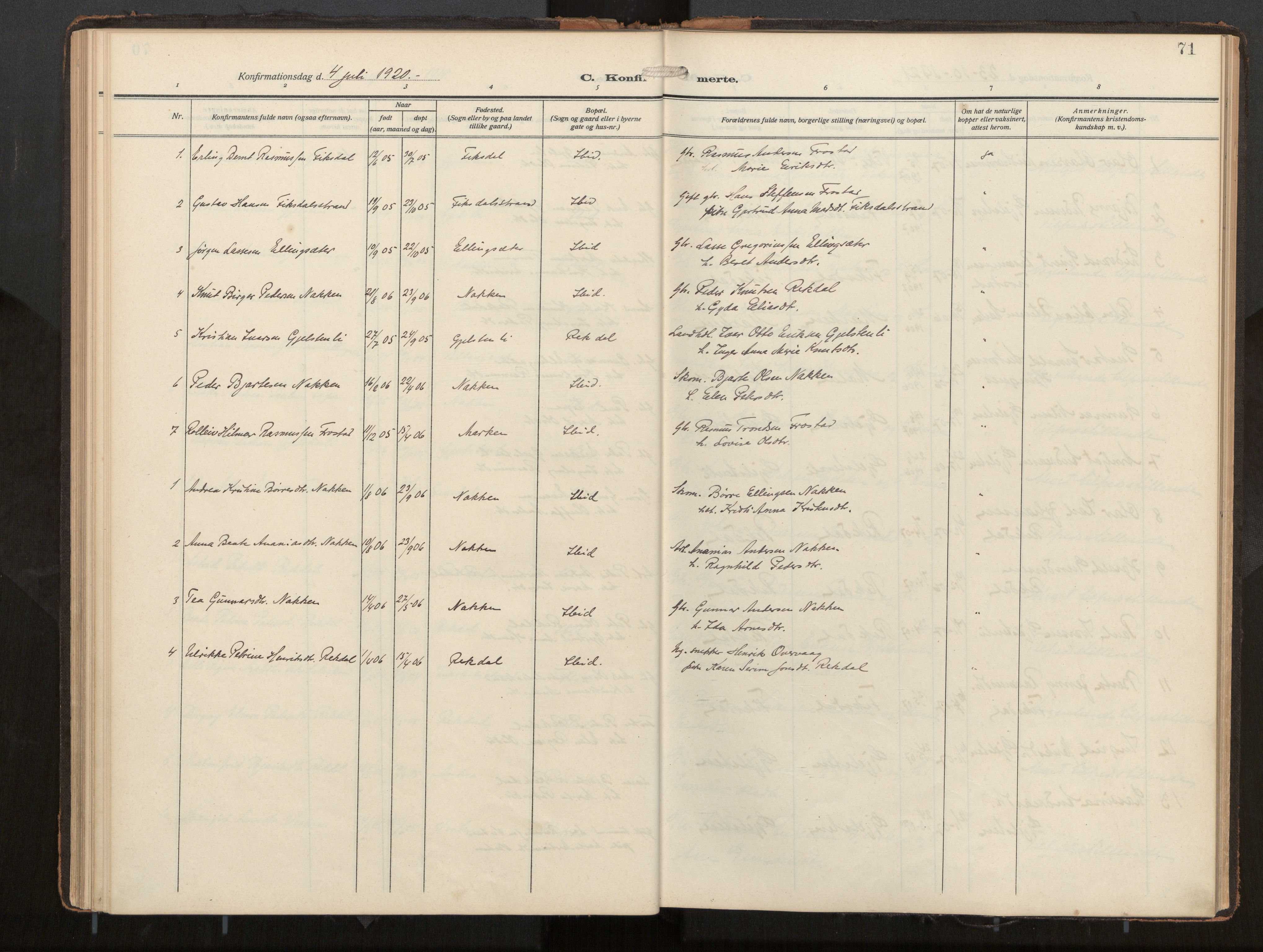 Ministerialprotokoller, klokkerbøker og fødselsregistre - Møre og Romsdal, AV/SAT-A-1454/540/L0540b: Ministerialbok nr. 540A03, 1909-1932, s. 71