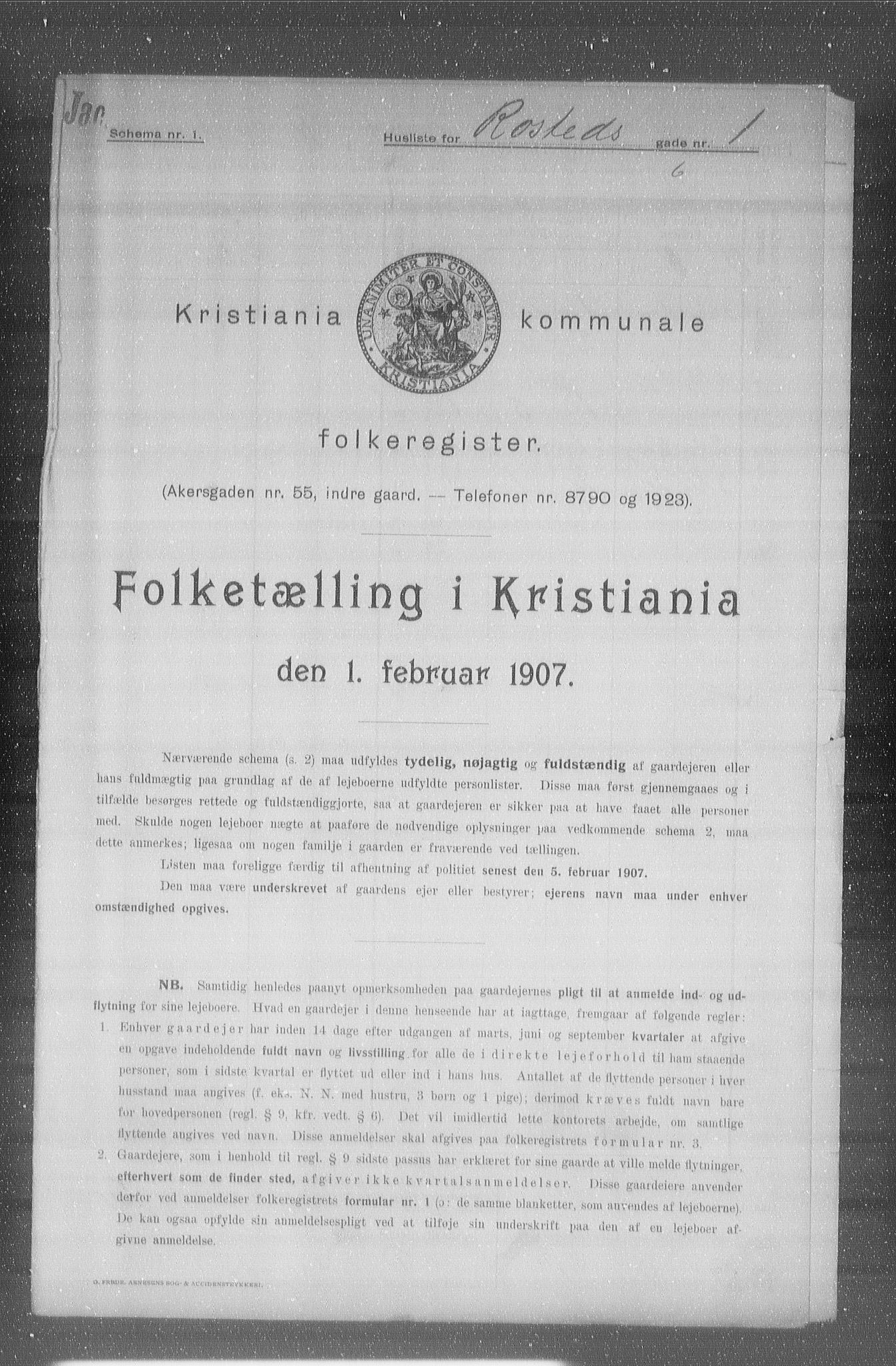 OBA, Kommunal folketelling 1.2.1907 for Kristiania kjøpstad, 1907, s. 42942