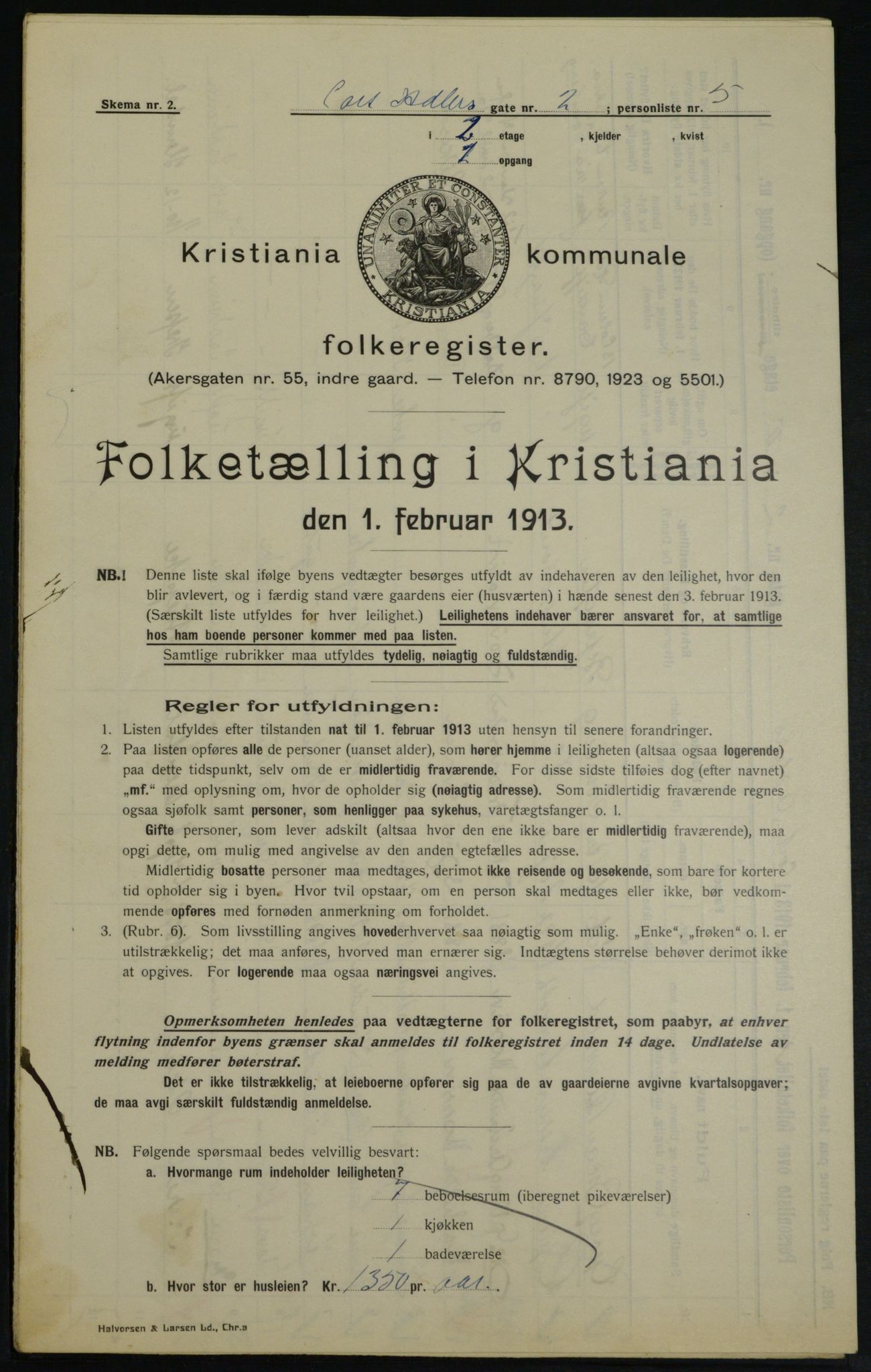 OBA, Kommunal folketelling 1.2.1913 for Kristiania, 1913, s. 13652