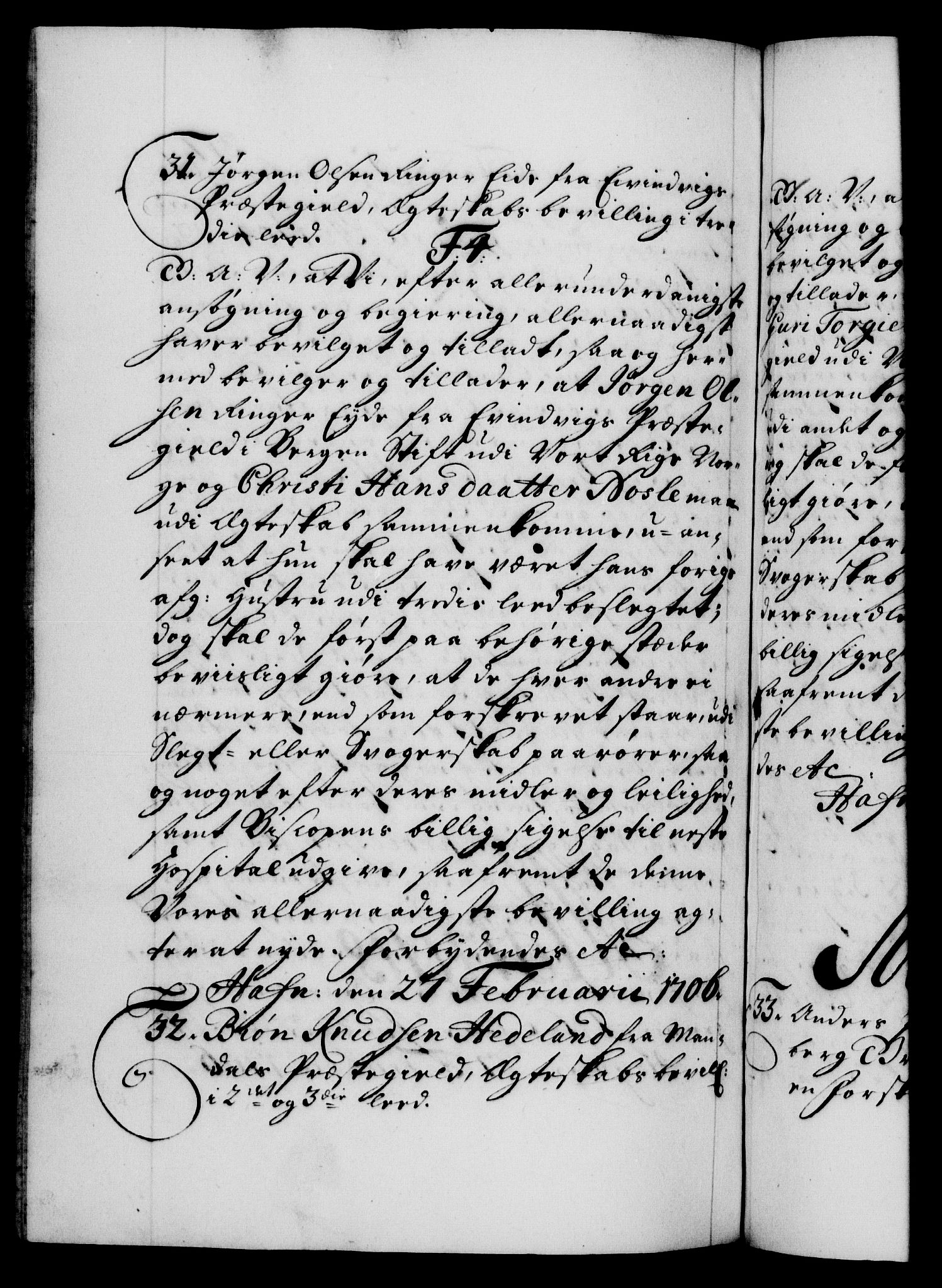Danske Kanselli 1572-1799, RA/EA-3023/F/Fc/Fca/Fcaa/L0019: Norske registre, 1704-1707, s. 317b