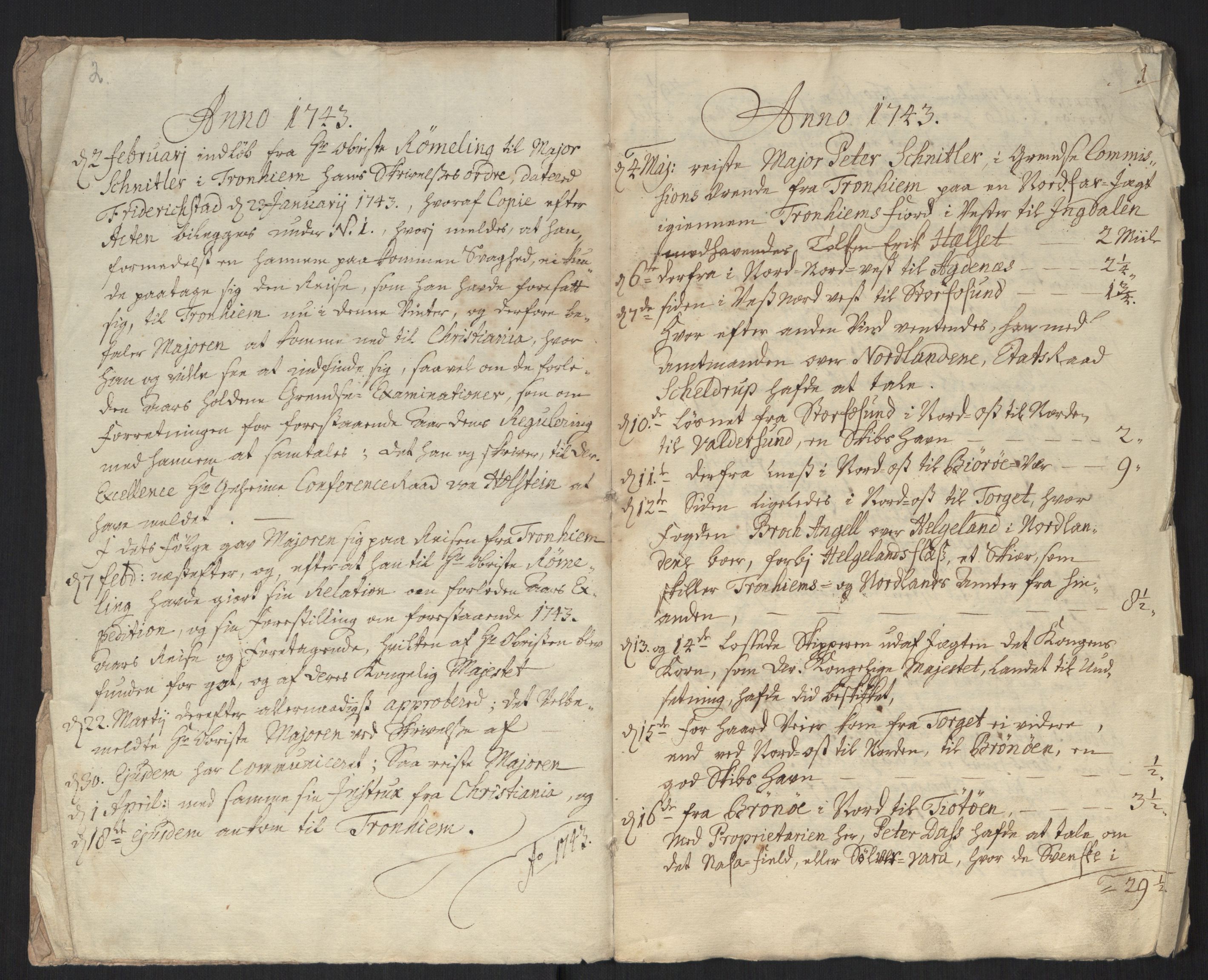 Danske Kanselli, Grensearkivet, AV/RA-EA-4062/F/L0011a/0001: Volum XXIII-XXVIa / Vol. XXIII: Major Schnitlers grenseeksaminasjonsprotokoll, 3. bind, 1743, s. 0-1