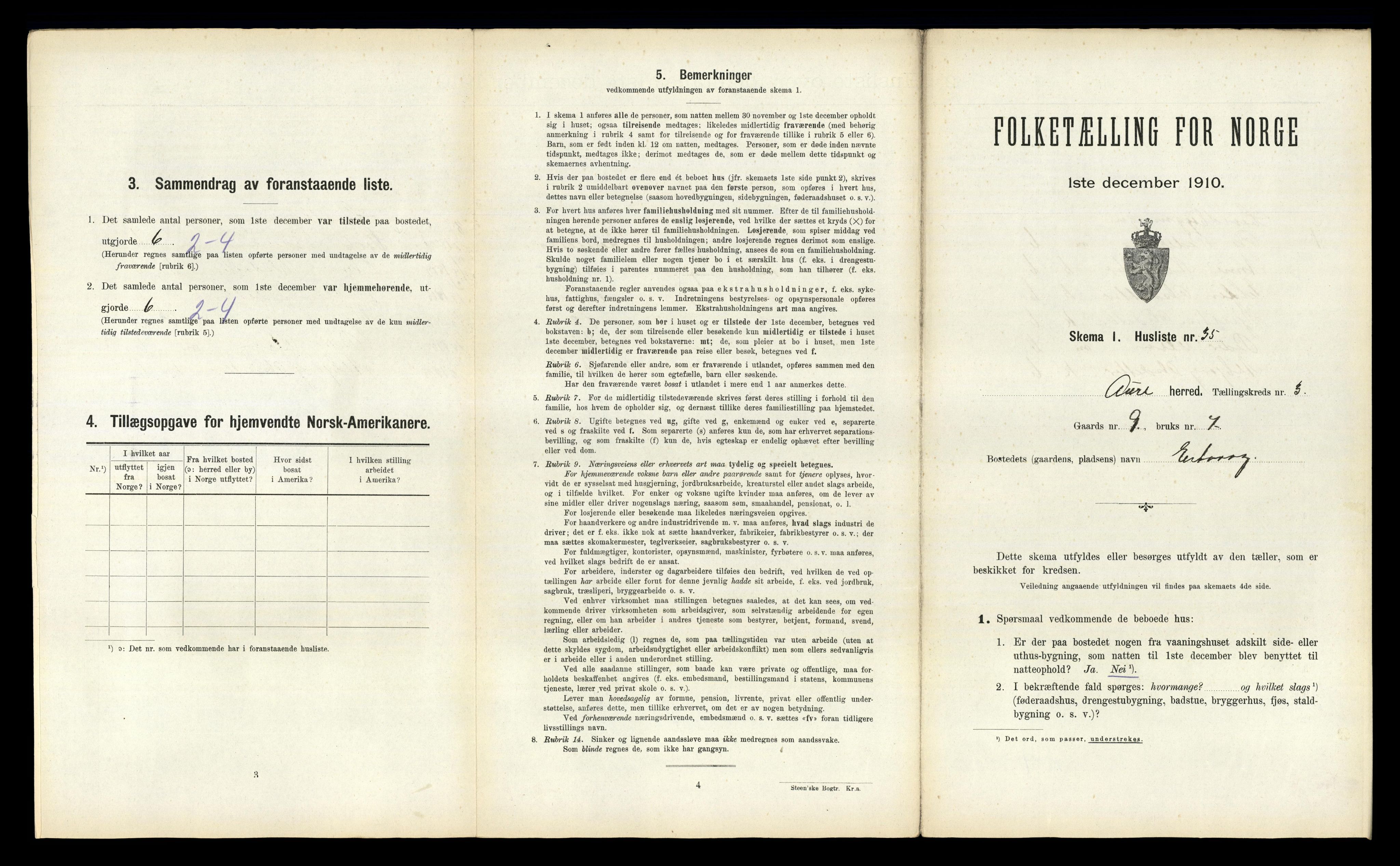 RA, Folketelling 1910 for 1569 Aure herred, 1910, s. 324
