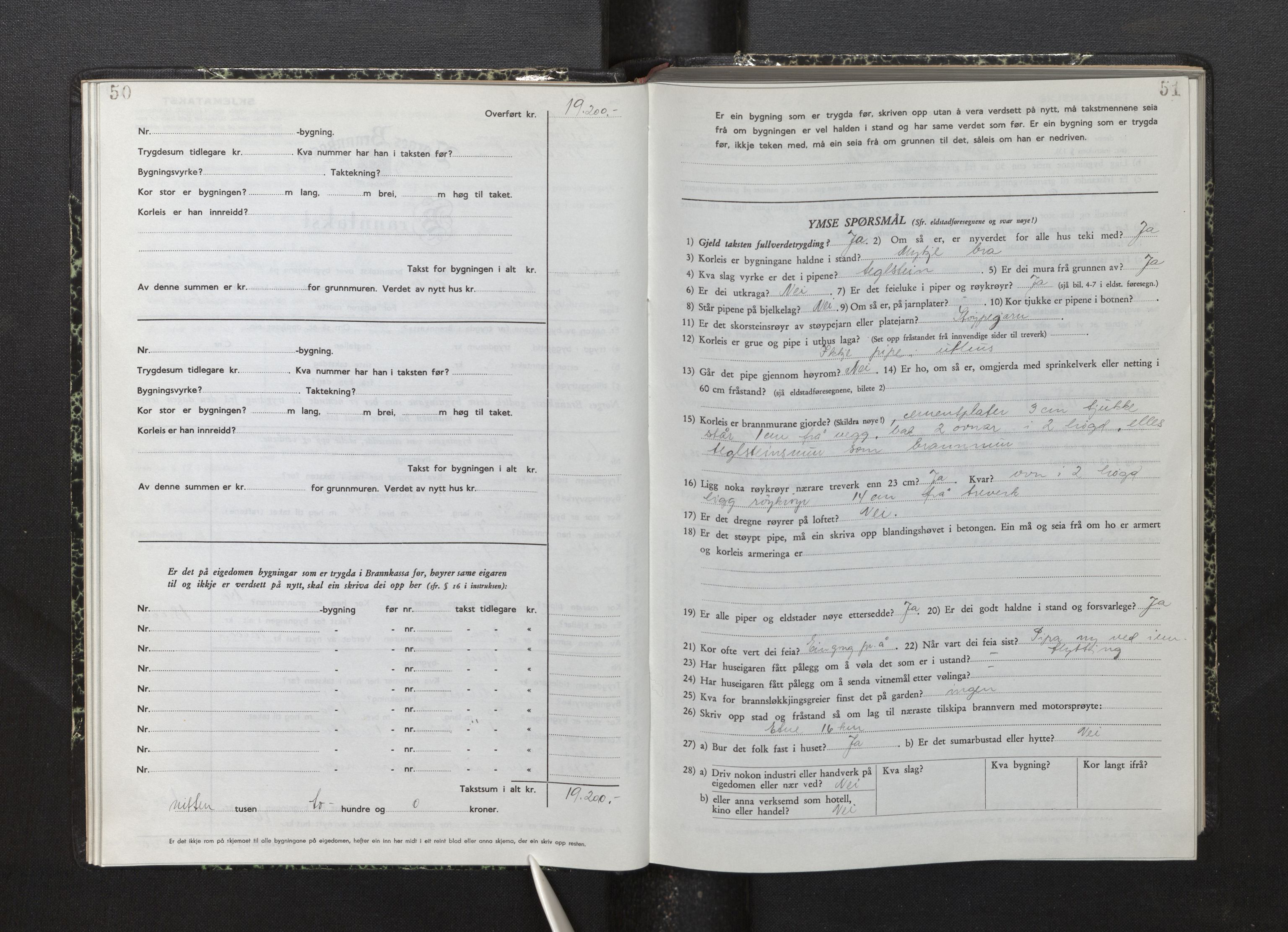 Lensmannen i Fjelberg, AV/SAB-A-32101/0012/L0008: Branntakstprotokoll, skjematakst, 1949-1955, s. 50-51