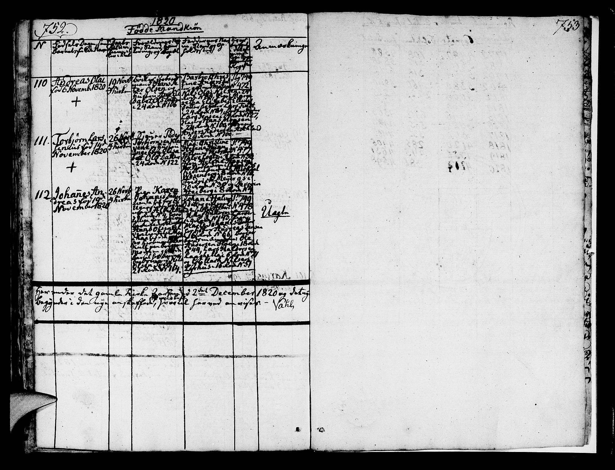 Korskirken sokneprestembete, SAB/A-76101/H/Hab: Klokkerbok nr. A 1b, 1815-1821, s. 752-753