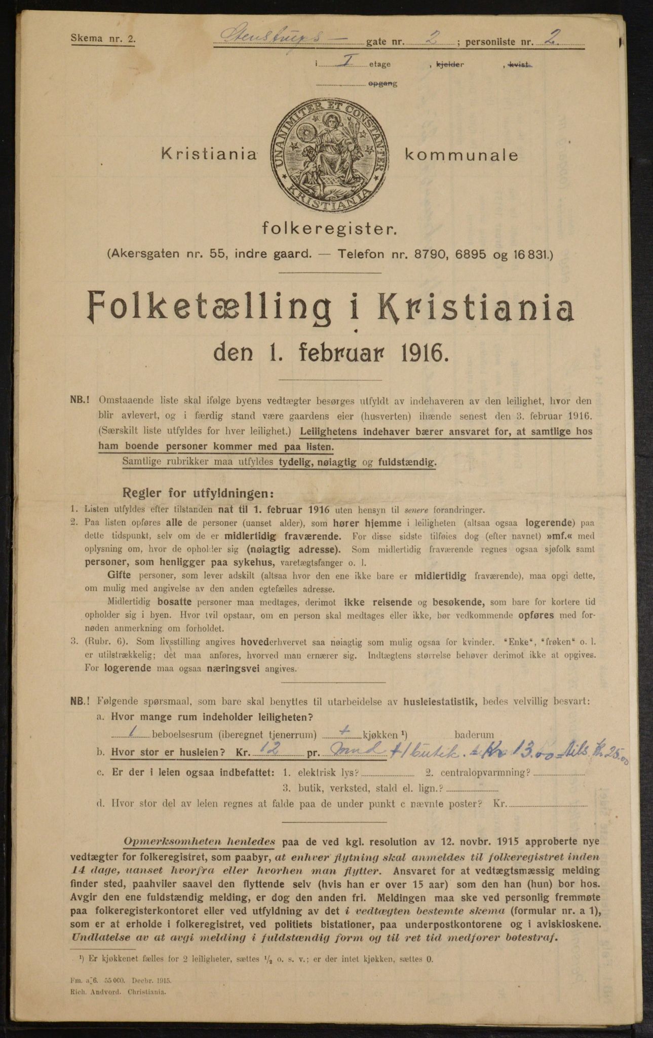 OBA, Kommunal folketelling 1.2.1916 for Kristiania, 1916, s. 103527