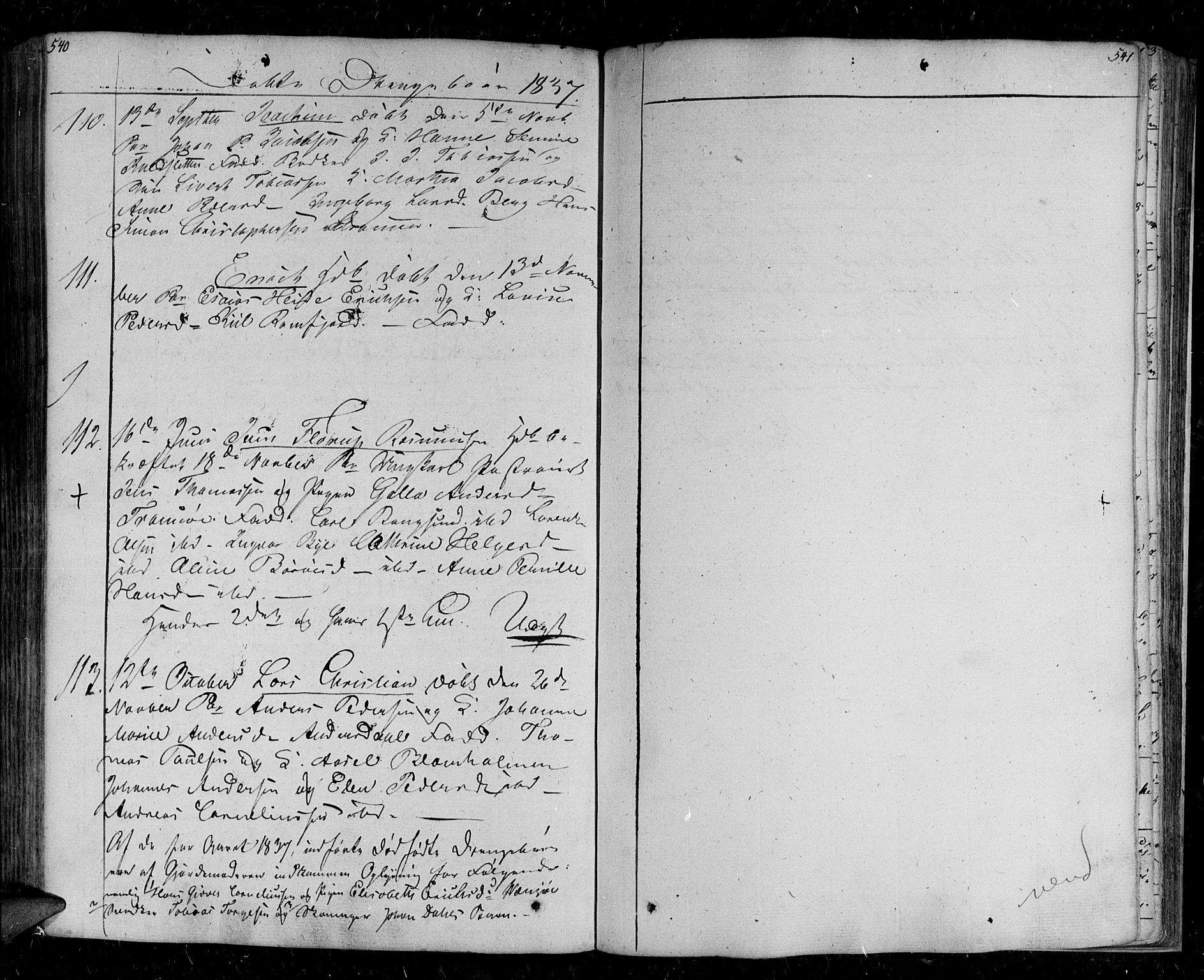 Tromsø sokneprestkontor/stiftsprosti/domprosti, AV/SATØ-S-1343/G/Ga/L0008kirke: Ministerialbok nr. 8, 1829-1837, s. 540-541