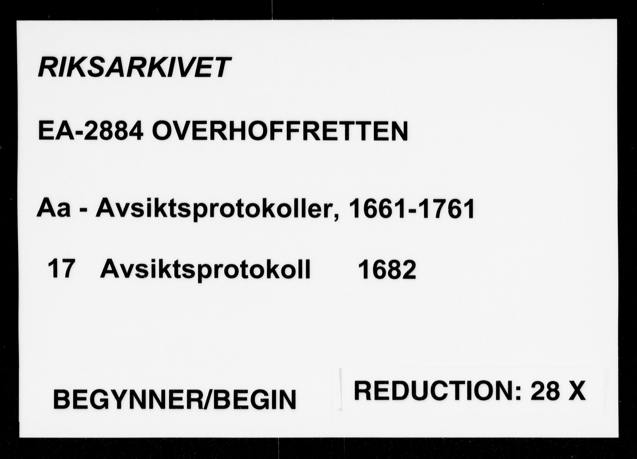 Overhoffretten 1667-1797, RA/EA-2884/Aa/L0017: Avsiktsprotokoll, 1682