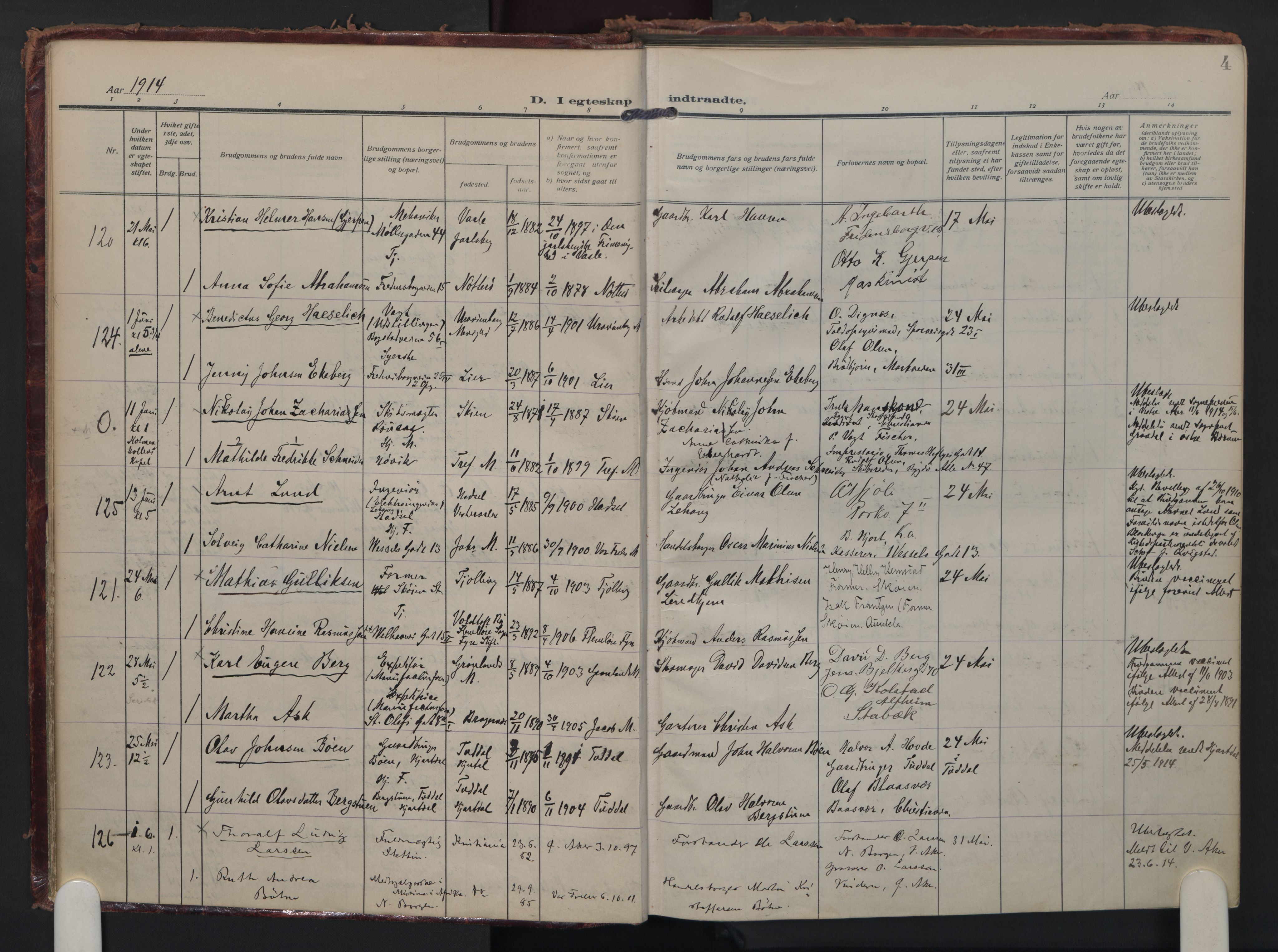 Trefoldighet prestekontor Kirkebøker, AV/SAO-A-10882/F/Fc/L0007: Ministerialbok nr. III 7, 1914-1920, s. 4