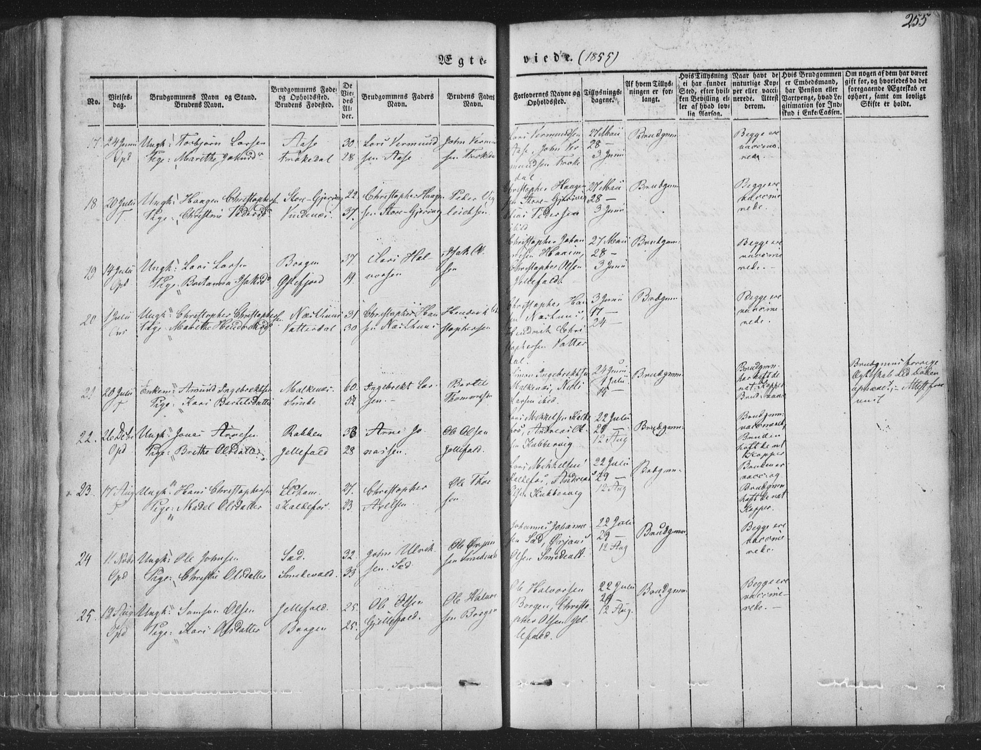 Tysnes sokneprestembete, AV/SAB-A-78601/H/Haa: Ministerialbok nr. A 10, 1848-1859, s. 255