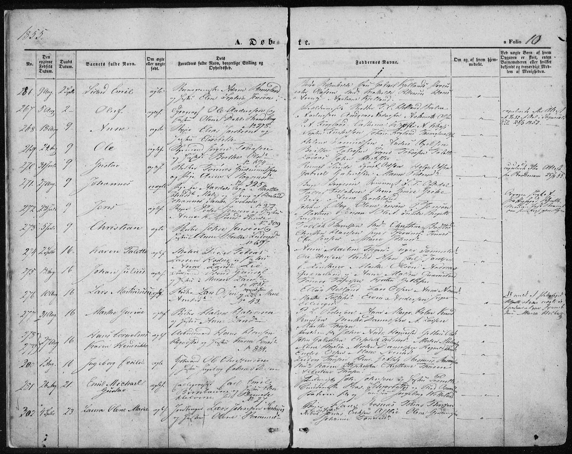 Domkirken sokneprestkontor, AV/SAST-A-101812/001/30/30BA/L0017: Ministerialbok nr. A 16, 1855-1867, s. 10