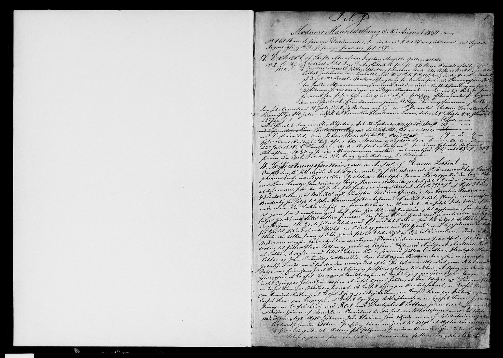 Eiker, Modum og Sigdal sorenskriveri, SAKO/A-123/G/Ga/Gaa/L0014: Pantebok nr. I 14, 1854-1857, s. 1