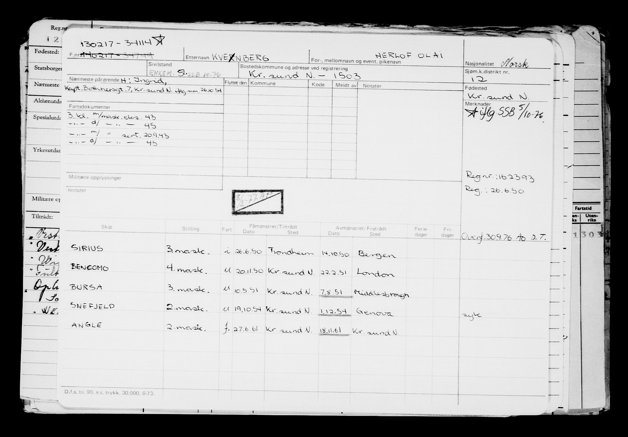 Direktoratet for sjømenn, AV/RA-S-3545/G/Gb/L0146: Hovedkort, 1917, s. 62