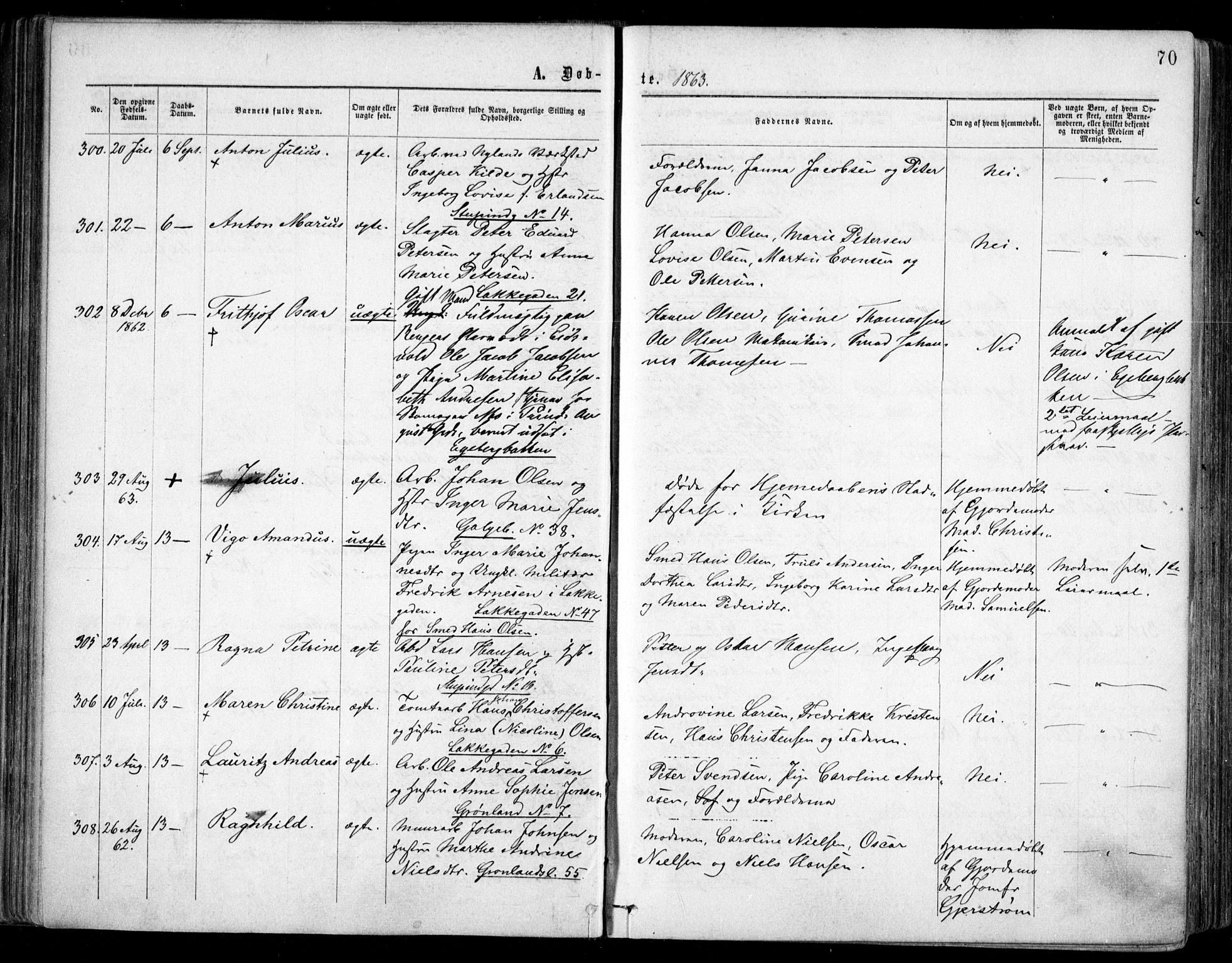 Grønland prestekontor Kirkebøker, SAO/A-10848/F/Fa/L0002: Ministerialbok nr. 2, 1862-1868, s. 70