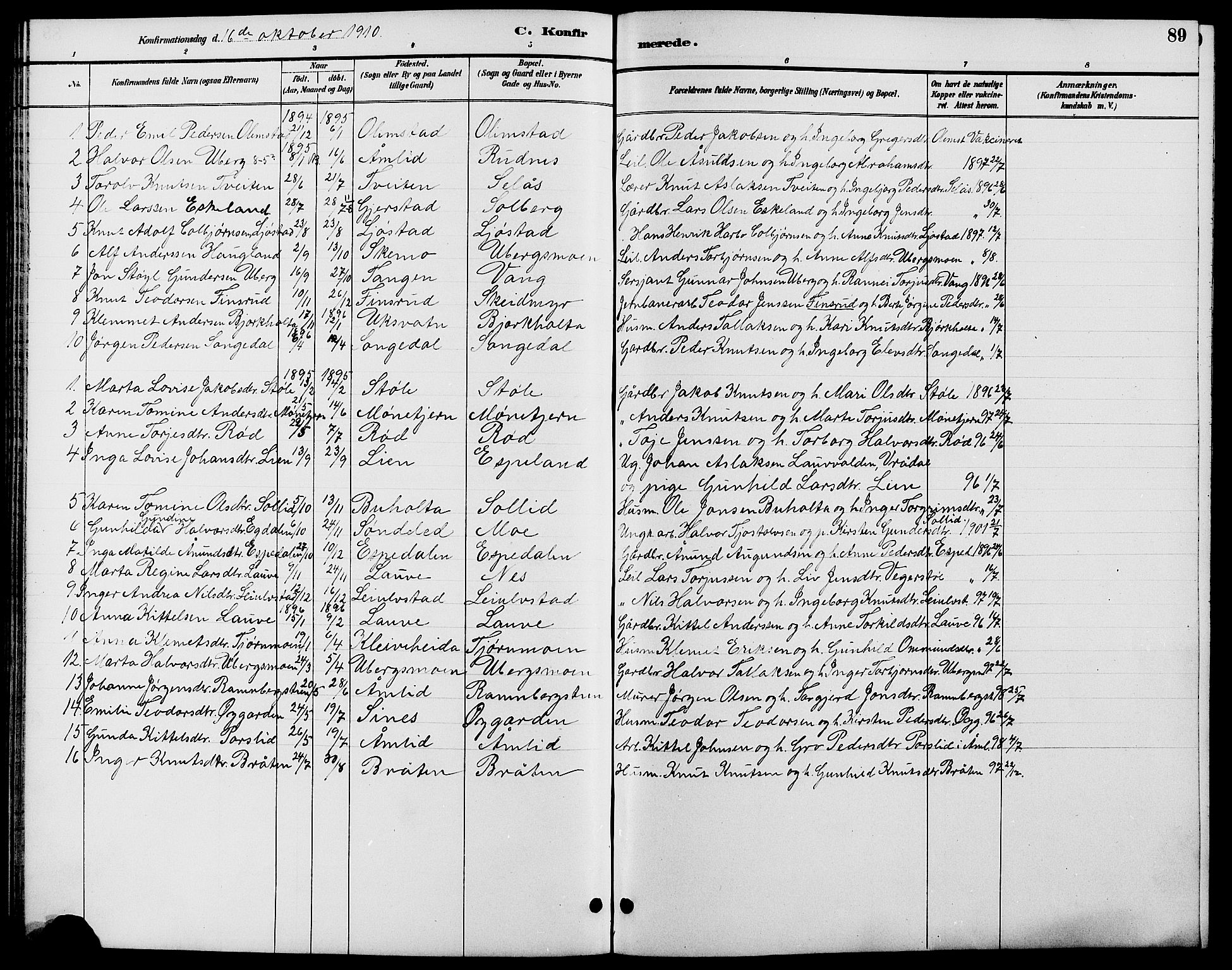 Gjerstad sokneprestkontor, AV/SAK-1111-0014/F/Fb/Fbb/L0004: Klokkerbok nr. B 4, 1890-1910, s. 89