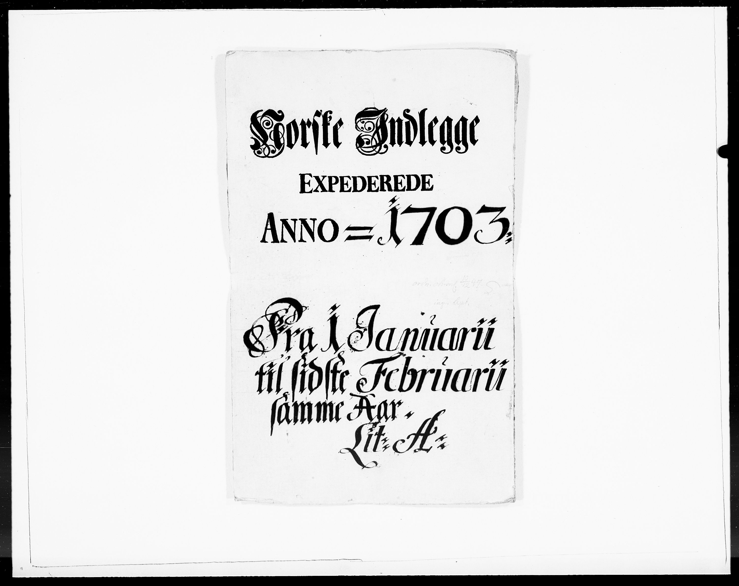 Danske Kanselli 1572-1799, AV/RA-EA-3023/F/Fc/Fcc/Fcca/L0054: Norske innlegg 1572-1799, 1703, s. 2