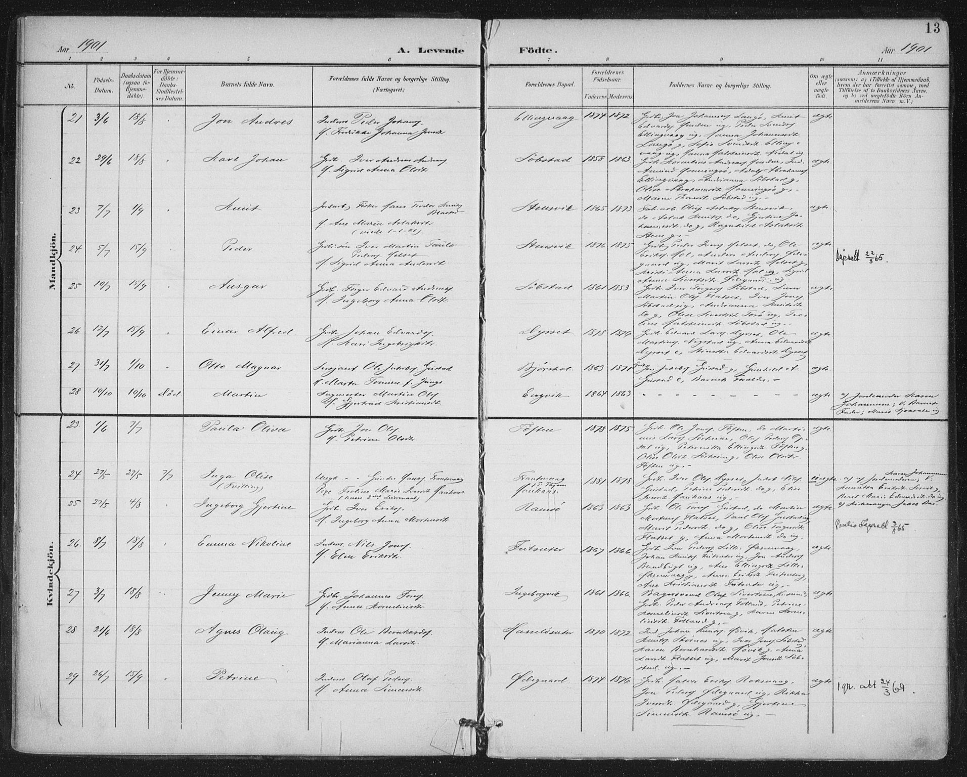Ministerialprotokoller, klokkerbøker og fødselsregistre - Møre og Romsdal, AV/SAT-A-1454/569/L0820: Ministerialbok nr. 569A06, 1900-1911, s. 13