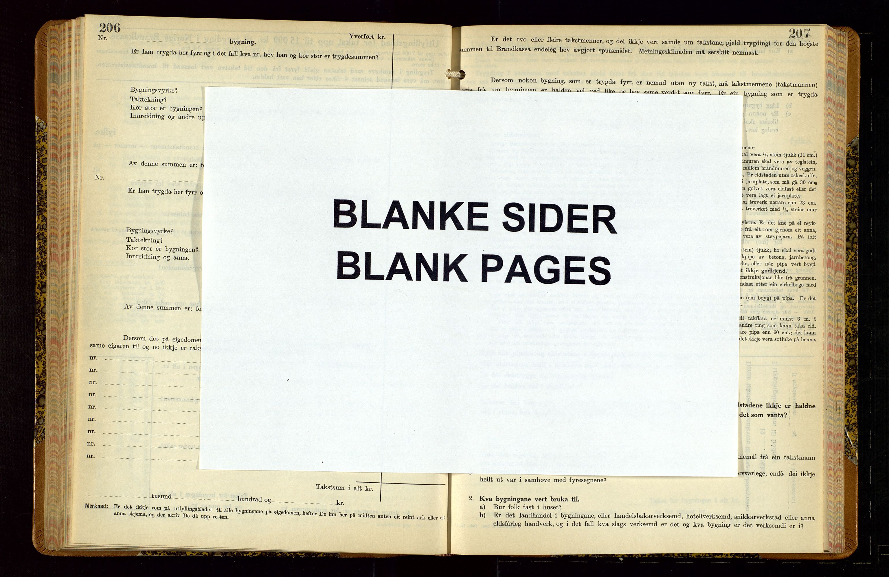 Skjold lensmannskontor, AV/SAST-A-100182/Gob/L0002: "Branntakstbok for Skjold lensmannskrins Rogaland fylke", 1939-1952, s. 206-207