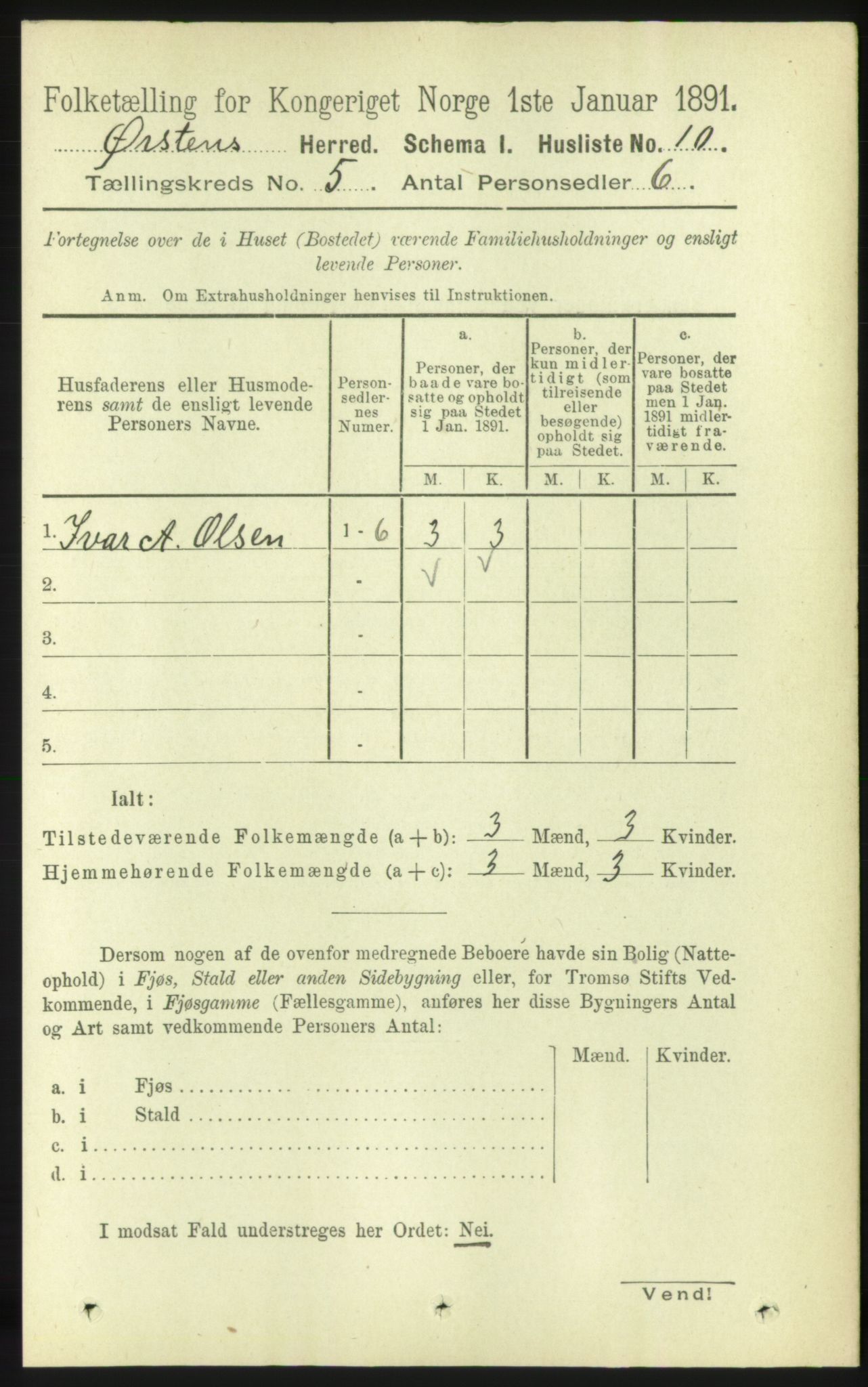 RA, Folketelling 1891 for 1520 Ørsta herred, 1891, s. 2199