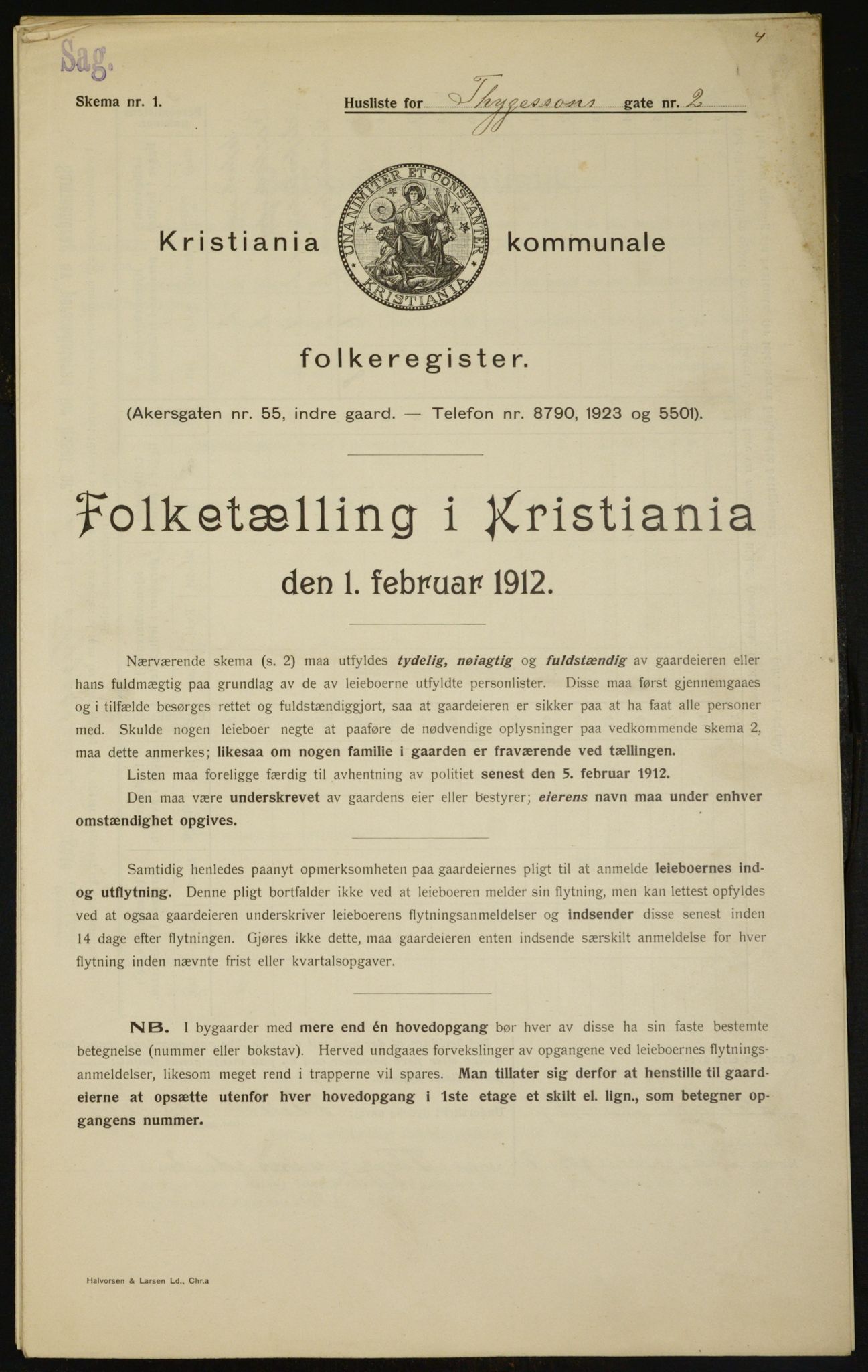 OBA, Kommunal folketelling 1.2.1912 for Kristiania, 1912, s. 111346