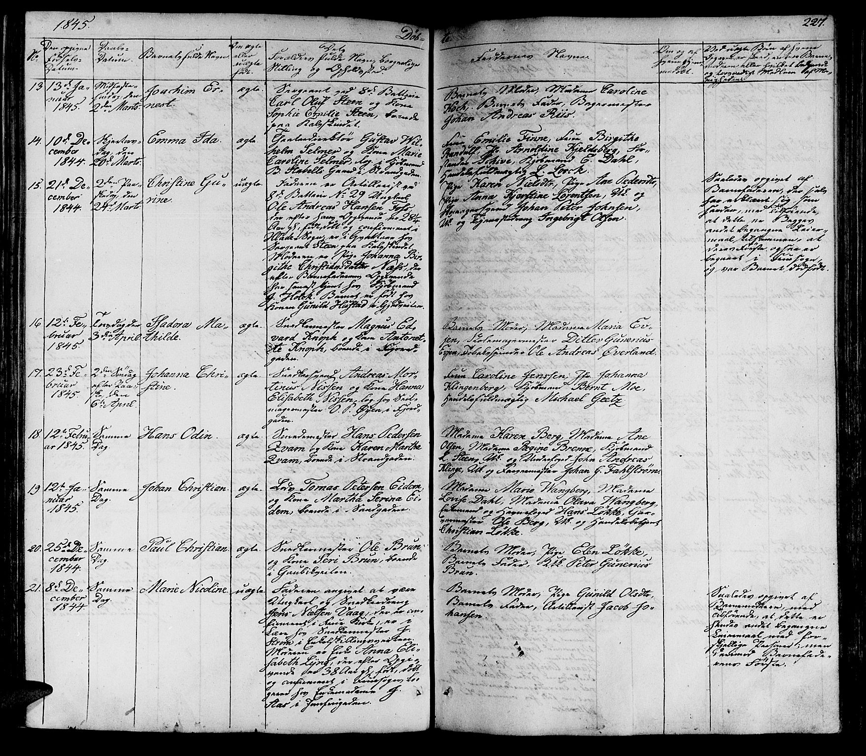 Ministerialprotokoller, klokkerbøker og fødselsregistre - Sør-Trøndelag, AV/SAT-A-1456/602/L0136: Klokkerbok nr. 602C04, 1833-1845, s. 227