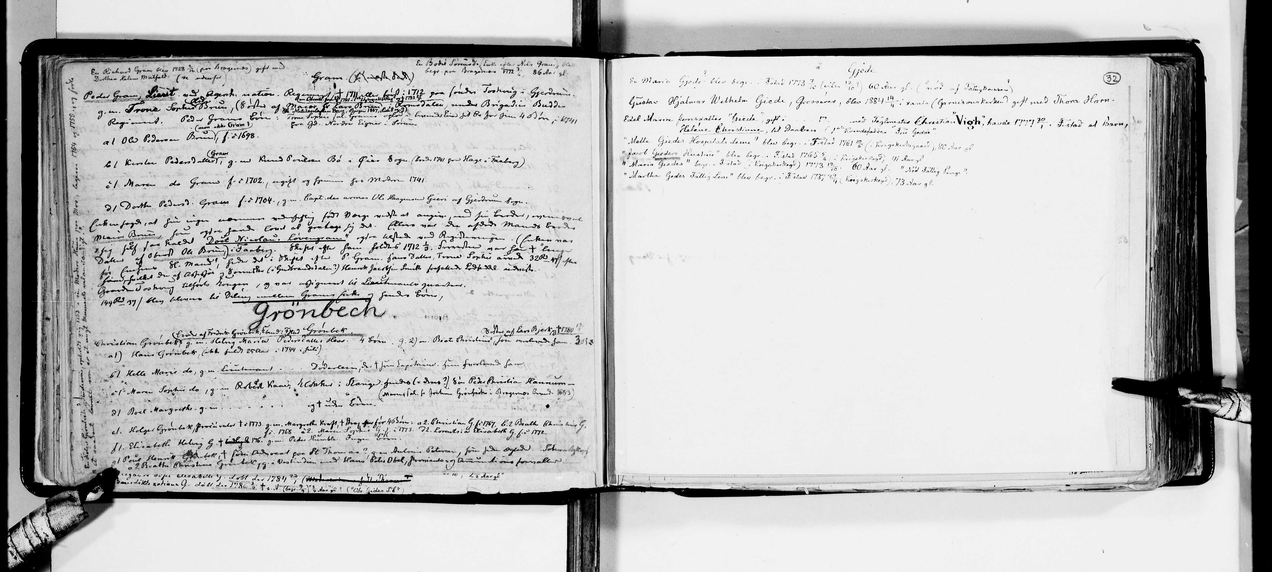 Lassens samlinger, AV/RA-PA-0051/F/Fa/L0015: Personalhistoriske og genealogiske opptegnelser: Gaarder - Goutesen, 1500-1907