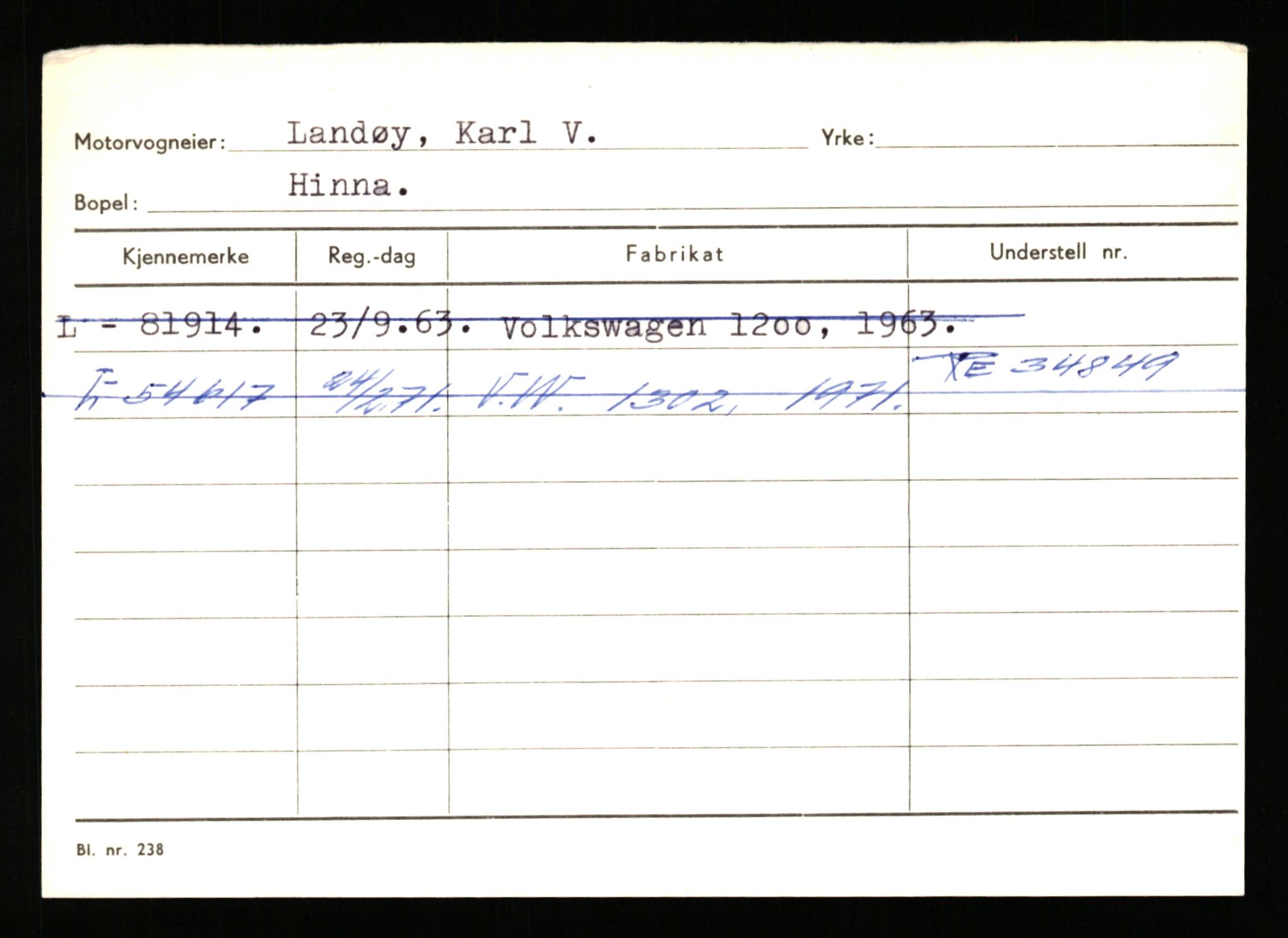 Stavanger trafikkstasjon, AV/SAST-A-101942/0/H/L0022: Landsverk - Laxau, 1930-1971, s. 11