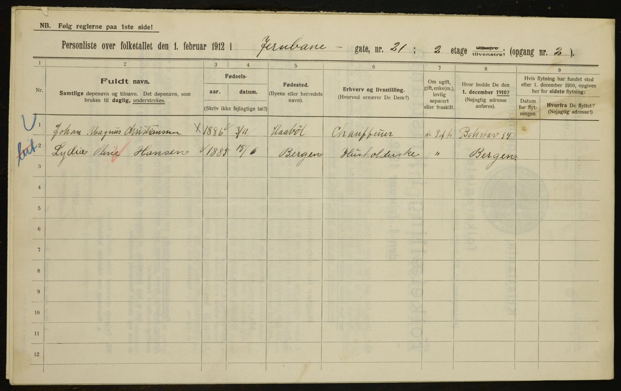 OBA, Kommunal folketelling 1.2.1912 for Kristiania, 1912, s. 47221