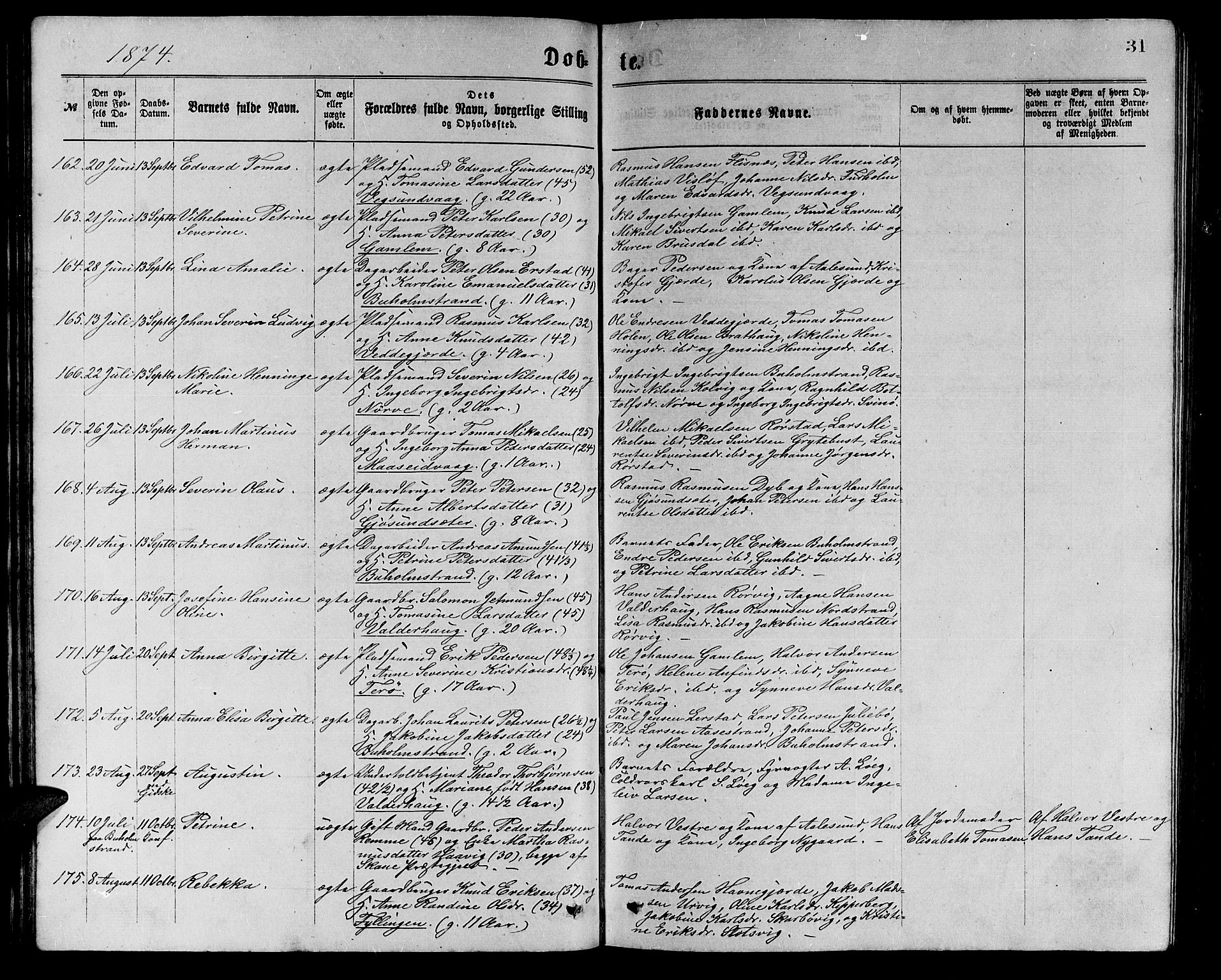 Ministerialprotokoller, klokkerbøker og fødselsregistre - Møre og Romsdal, AV/SAT-A-1454/528/L0429: Klokkerbok nr. 528C10, 1872-1886, s. 31