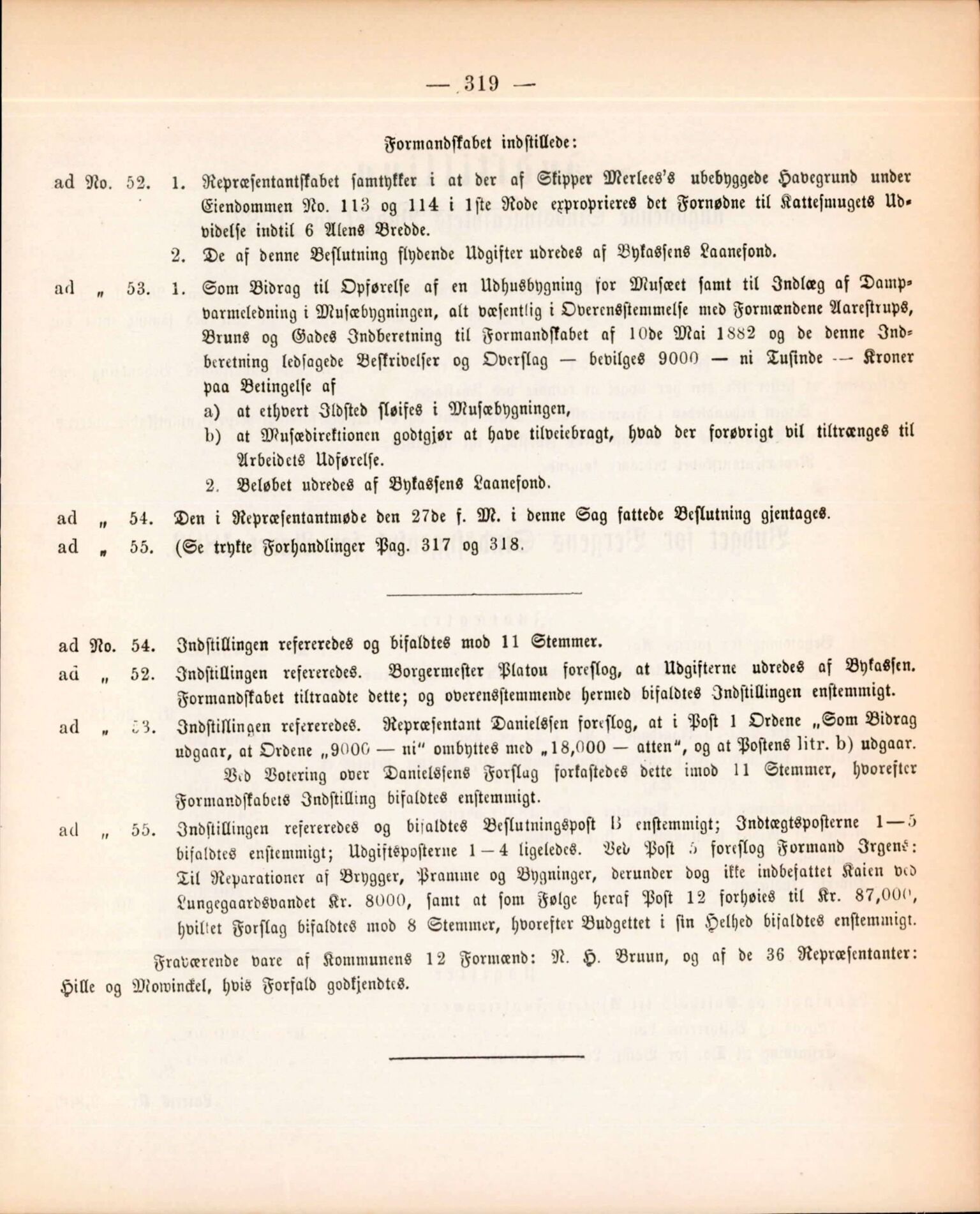 Bergen kommune. Formannskapet, BBA/A-0003/Ad/L0037: Bergens Kommuneforhandlinger, 1882