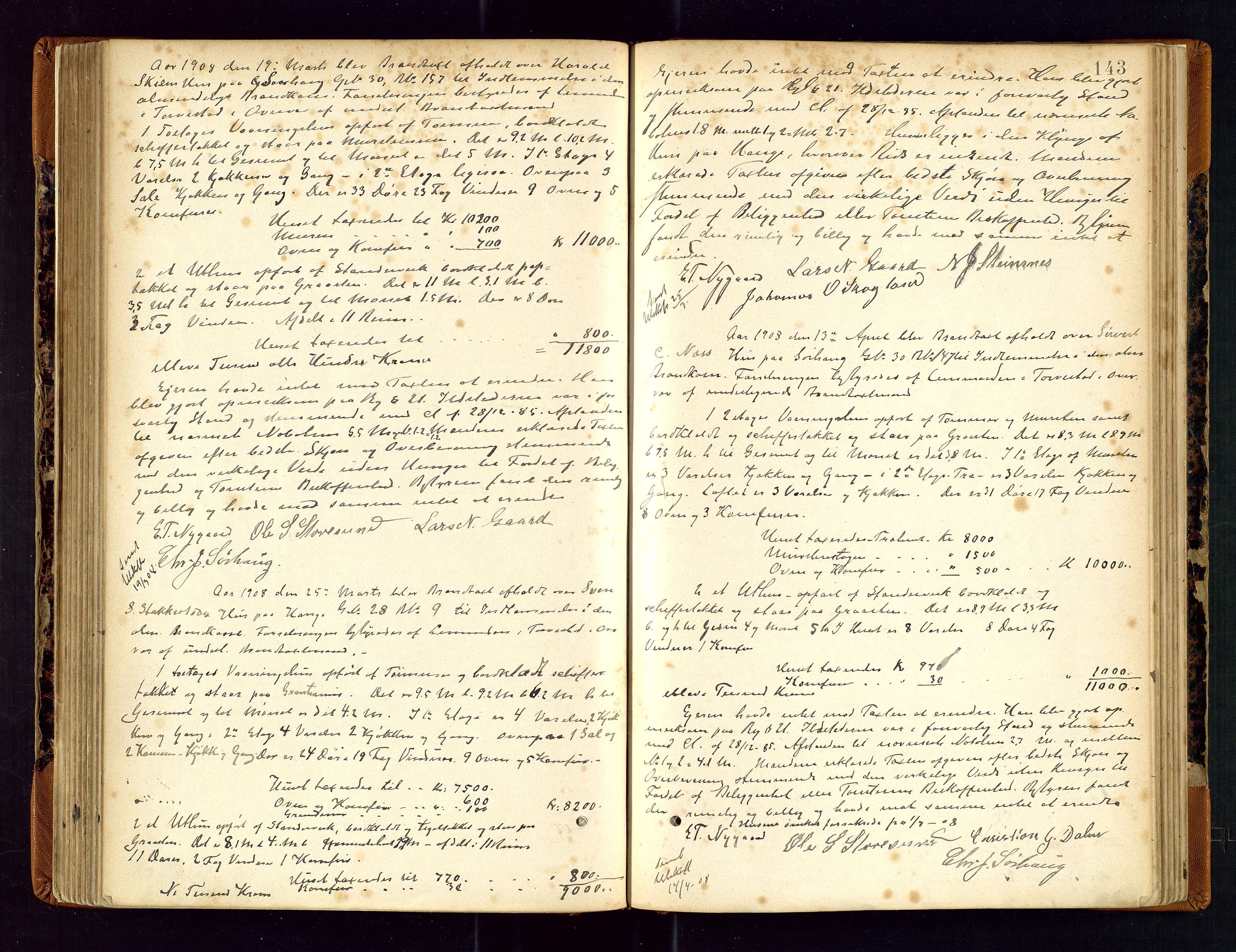 Torvestad lensmannskontor, SAST/A-100307/1/Goa/L0002: "Brandtaxationsprotokol for Torvestad Thinglag", 1883-1917, s. 142b-143a