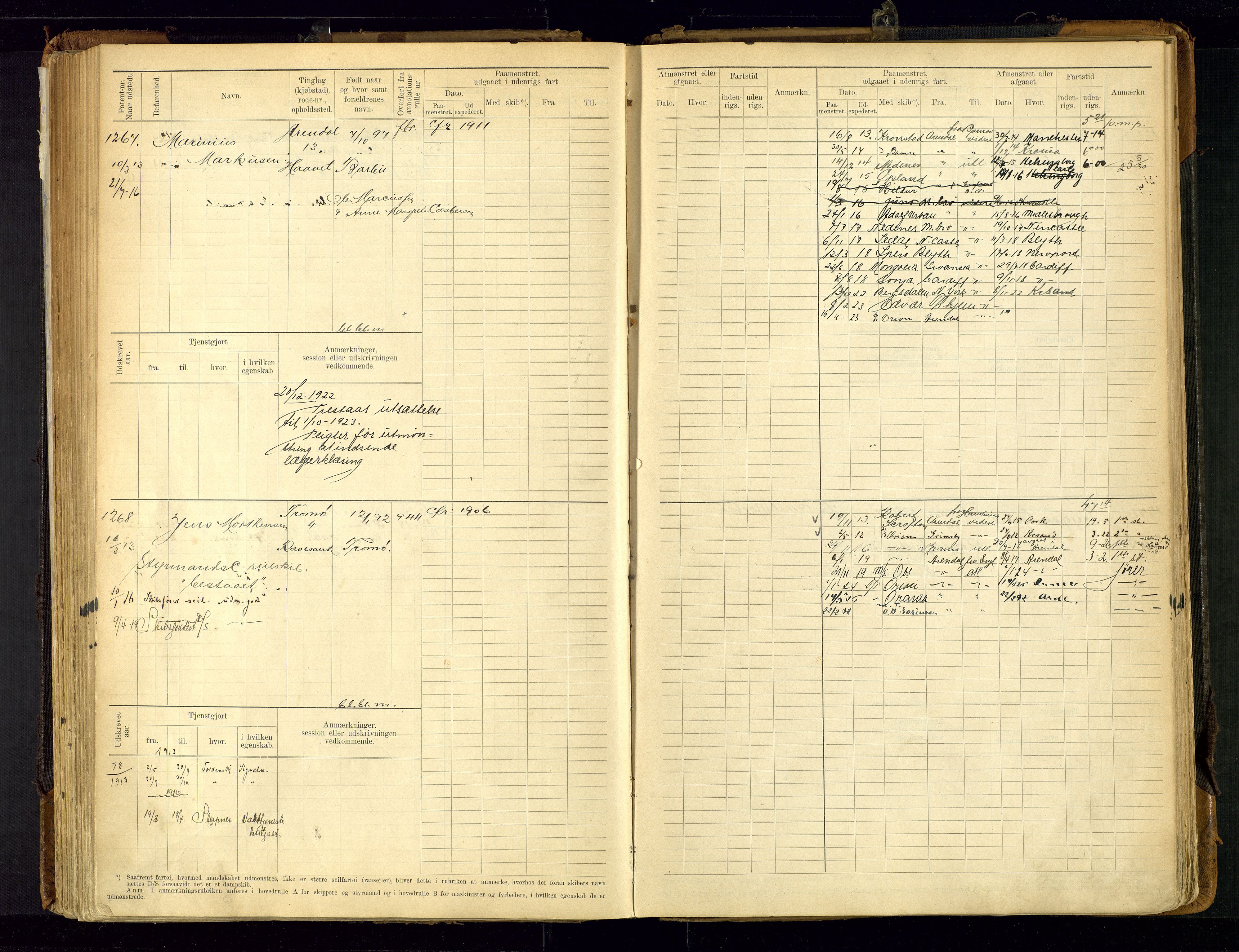 Arendal mønstringskrets, AV/SAK-2031-0012/F/Fb/L0021: Hovedrulle A nr 969-1465, S-19, 1910-1914, s. 154
