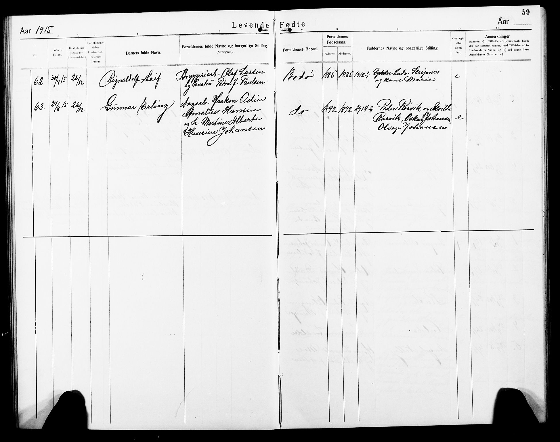 Ministerialprotokoller, klokkerbøker og fødselsregistre - Nordland, AV/SAT-A-1459/801/L0034: Klokkerbok nr. 801C09, 1910-1922, s. 59