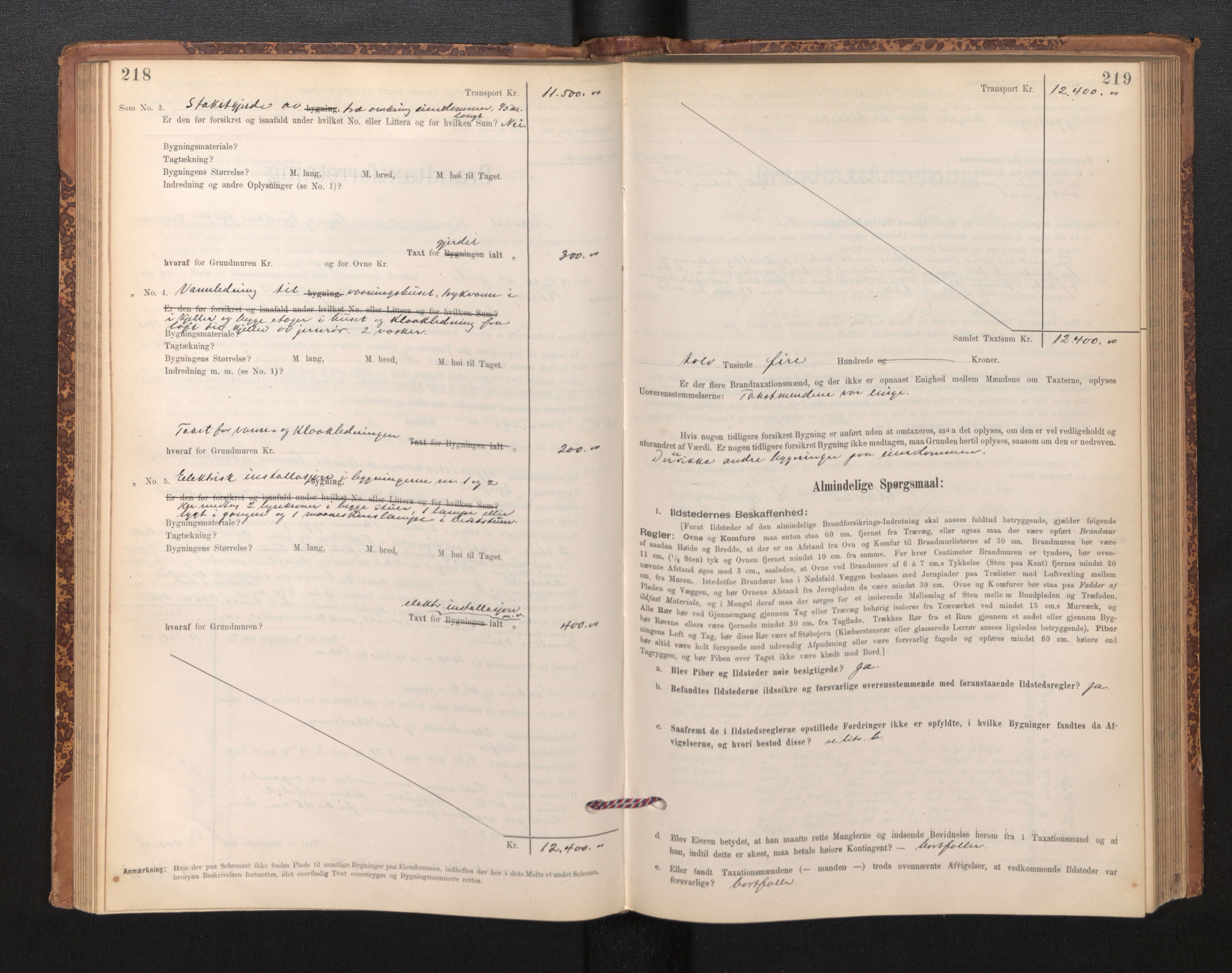 Lensmannen i Askvoll, AV/SAB-A-26301/0012/L0004: Branntakstprotokoll, skjematakst og liste over branntakstmenn, 1895-1932, s. 218-219