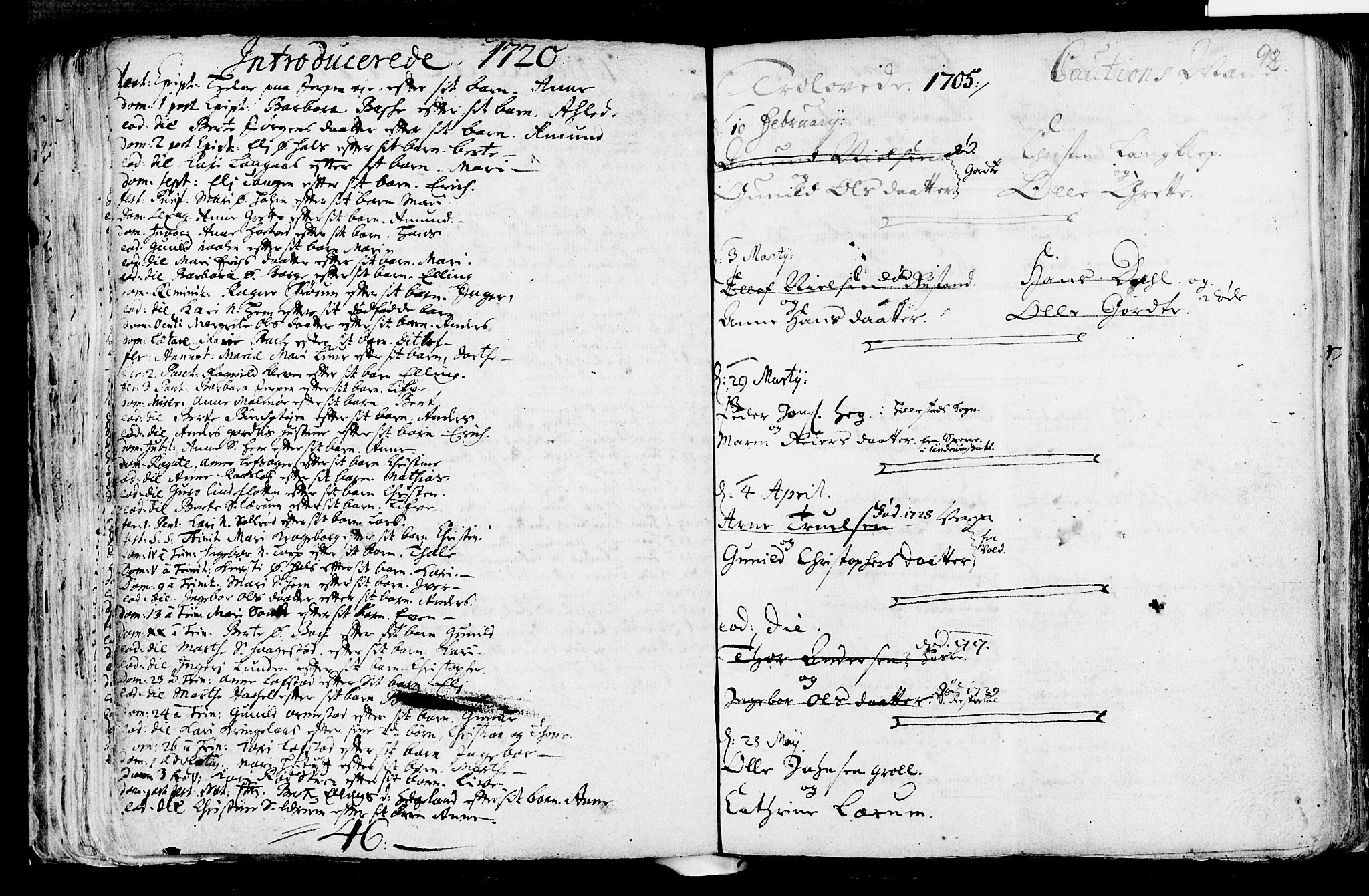 Våle kirkebøker, AV/SAKO-A-334/F/Fa/L0002: Ministerialbok nr. I 2, 1705-1732, s. 92