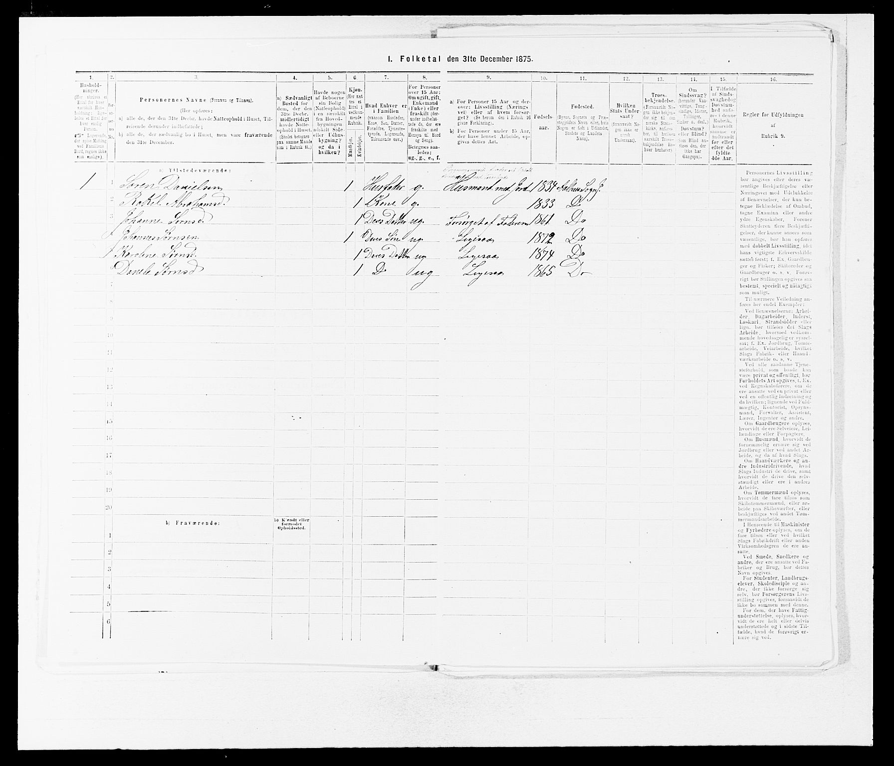 SAB, Folketelling 1875 for 1431P Jølster prestegjeld, 1875, s. 529