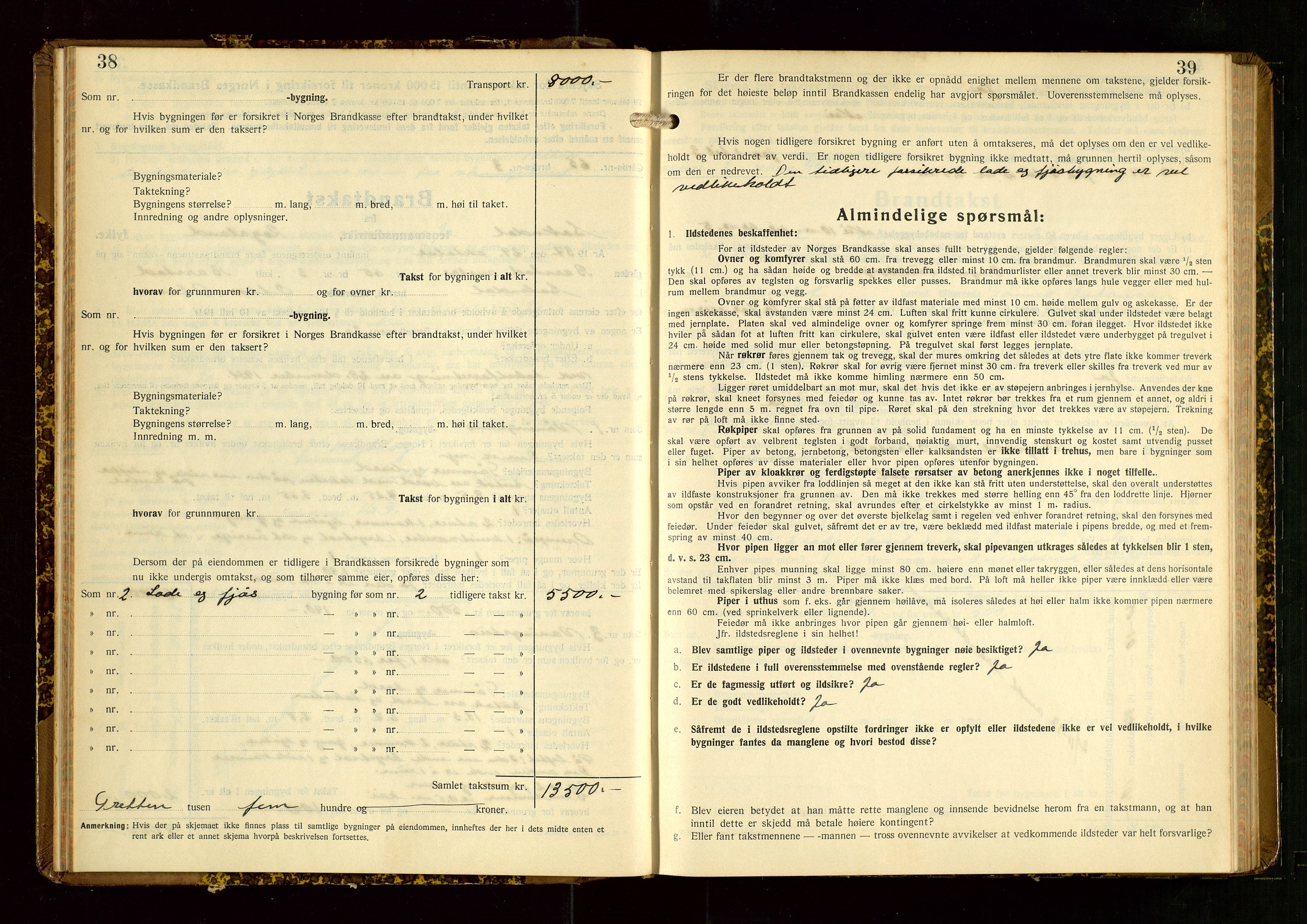 Sokndal lensmannskontor, AV/SAST-A-100417/Gob/L0008: "Brandtakst-Protokoll", 1937-1955, s. 38-39