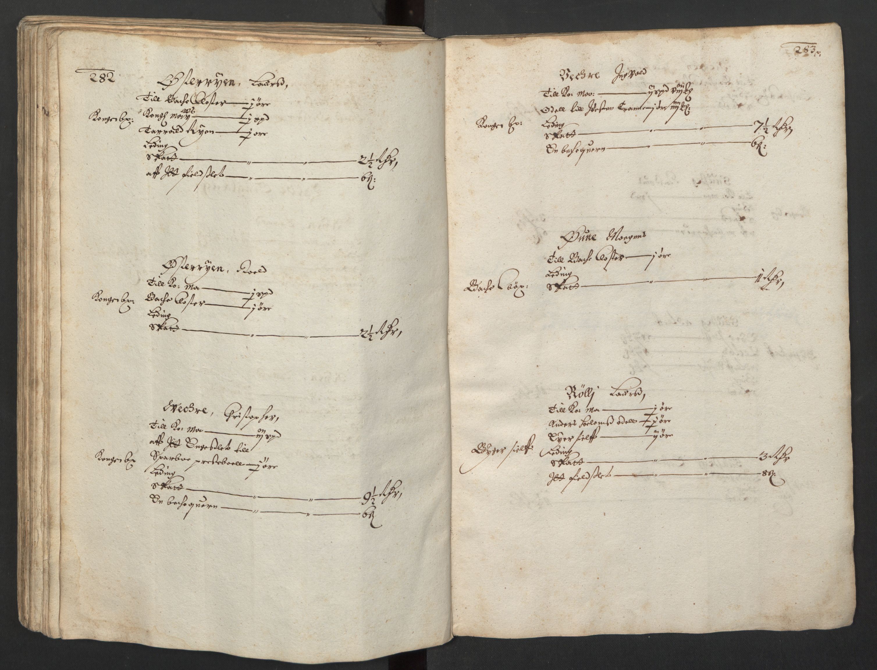 Rentekammeret inntil 1814, Realistisk ordnet avdeling, AV/RA-EA-4070/L/L0029/0001: Trondheim lagdømme: / Alminnelig jordebok og skattemanntall - Inderøy, 1661, s. 282-283