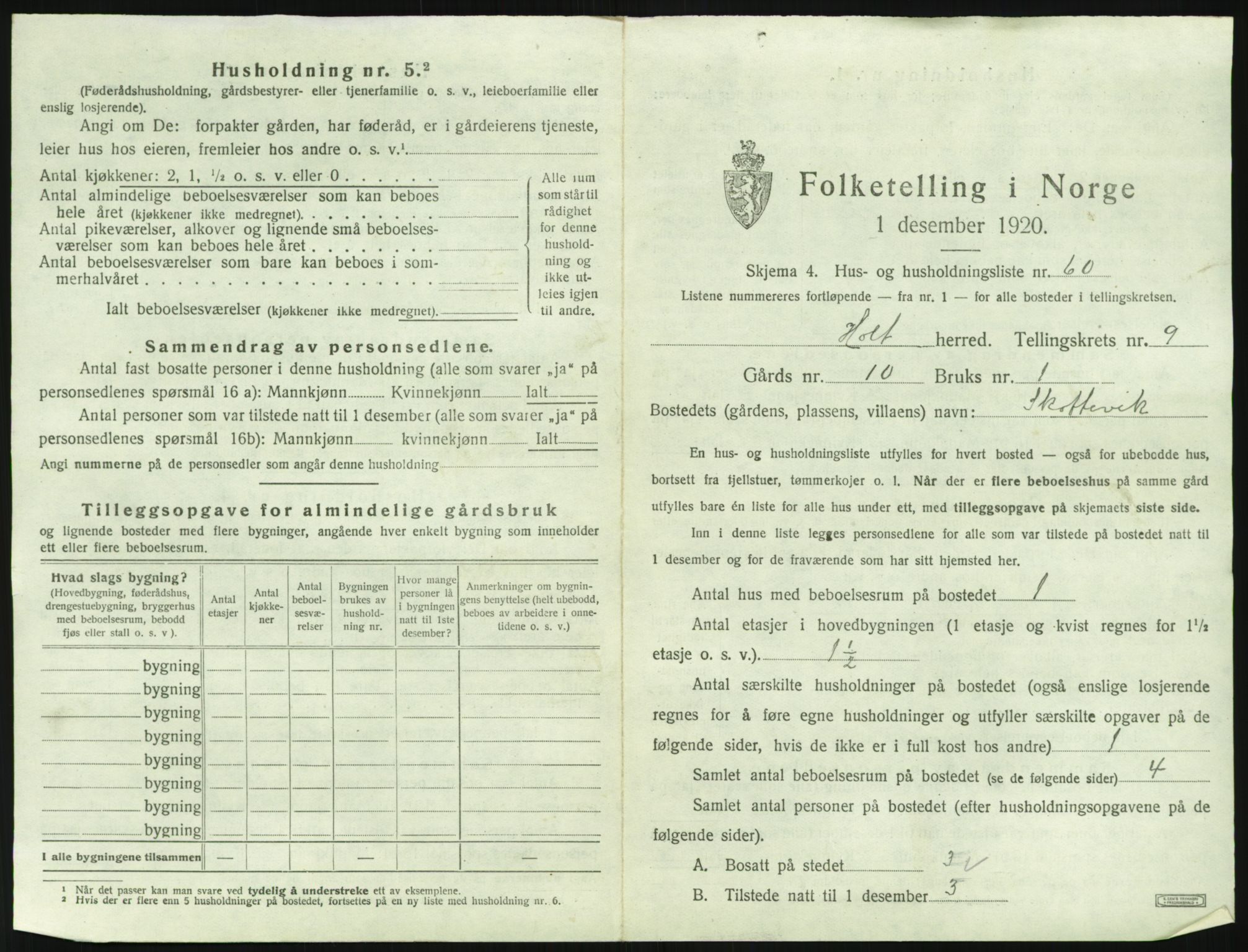 SAK, Folketelling 1920 for 0914 Holt herred, 1920, s. 894