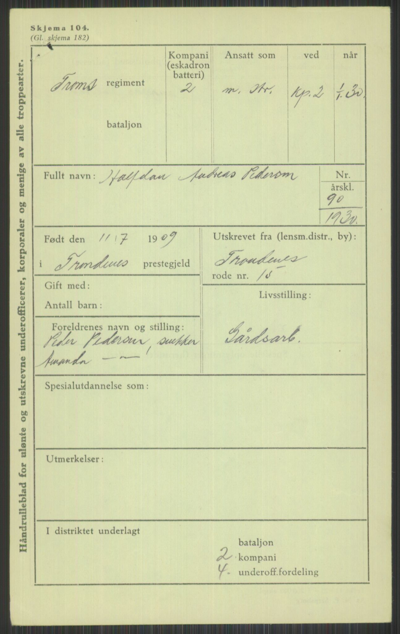 Forsvaret, Troms infanteriregiment nr. 16, AV/RA-RAFA-3146/P/Pa/L0014: Rulleblad for regimentets menige mannskaper, årsklasse 1930, 1930, s. 847