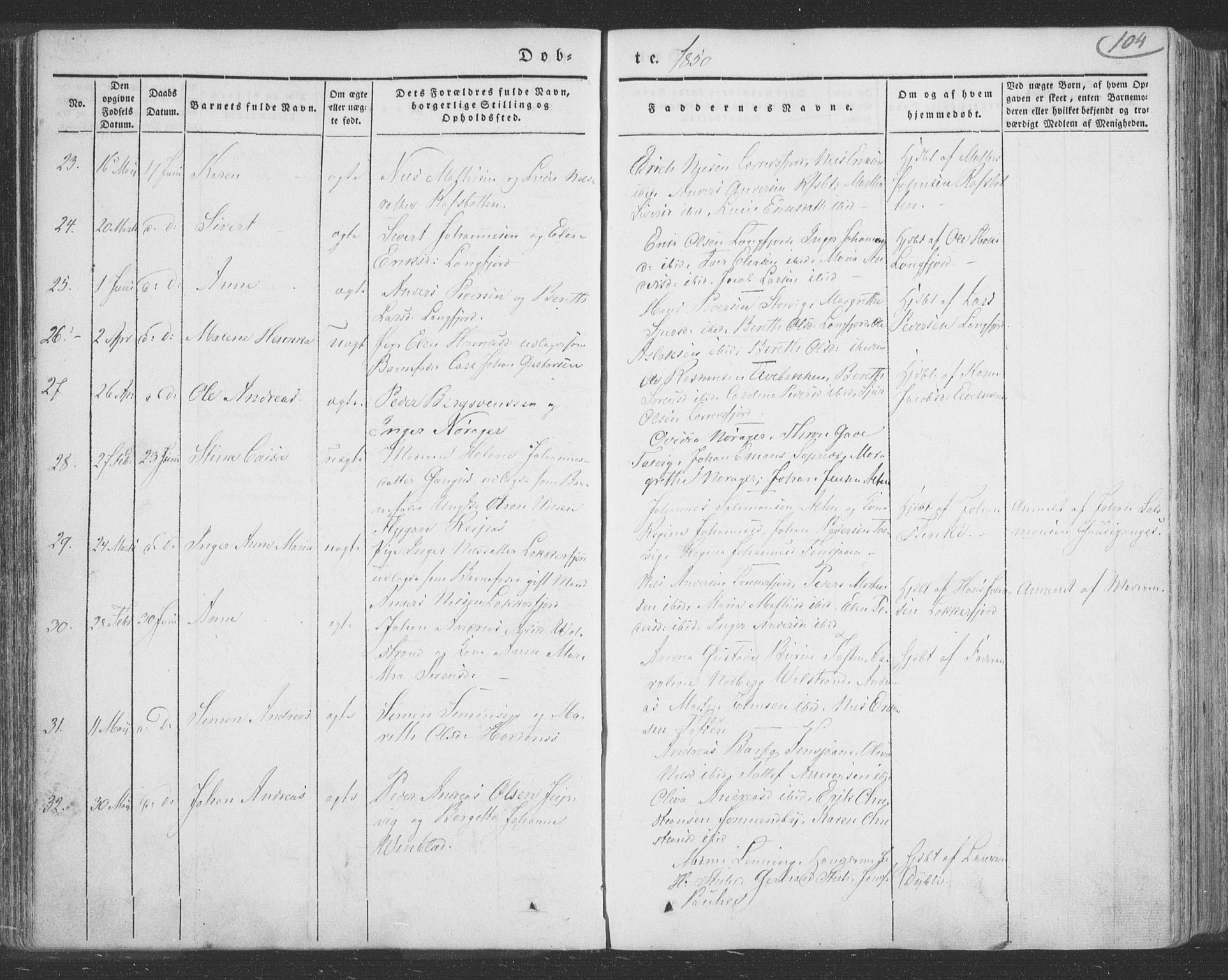 Talvik sokneprestkontor, AV/SATØ-S-1337/H/Ha/L0009kirke: Ministerialbok nr. 9, 1837-1852, s. 104