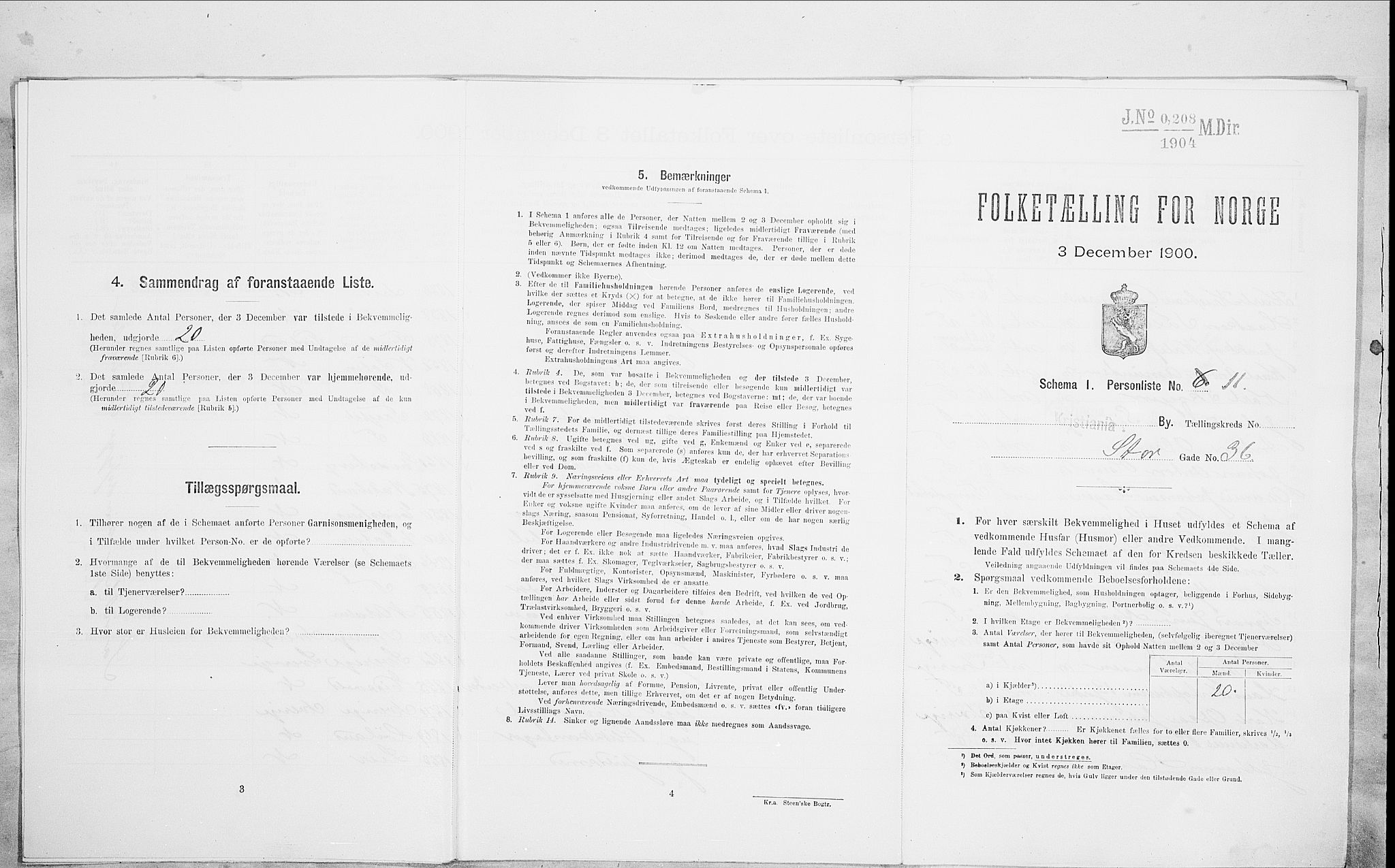 SAO, Folketelling 1900 for 0301 Kristiania kjøpstad, 1900, s. 92444