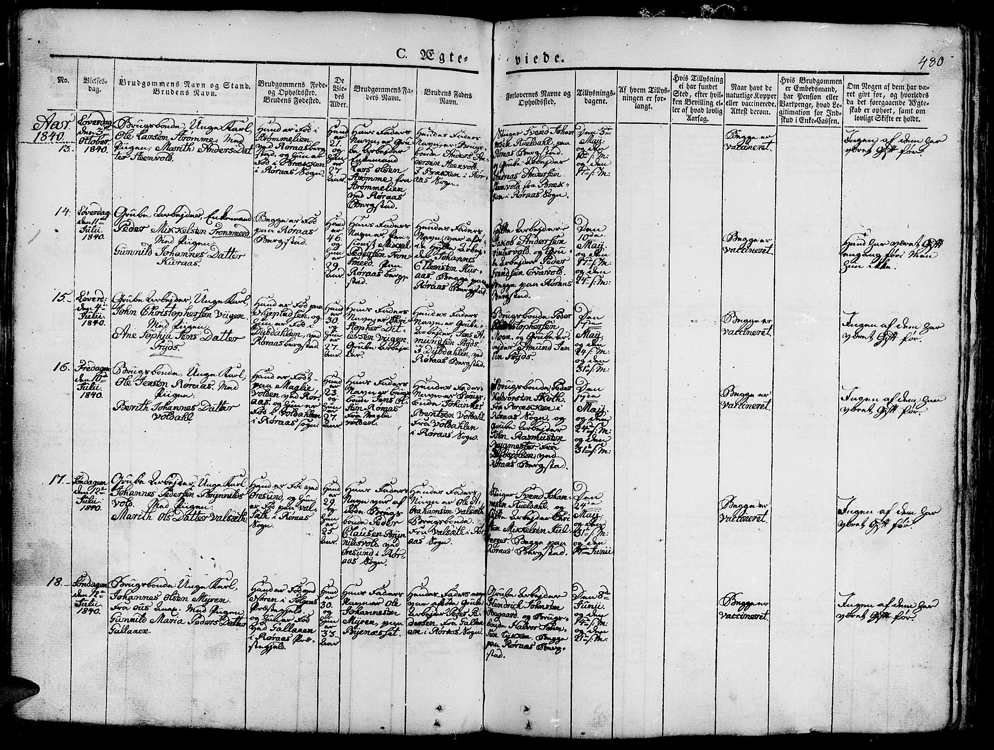 Ministerialprotokoller, klokkerbøker og fødselsregistre - Sør-Trøndelag, SAT/A-1456/681/L0939: Klokkerbok nr. 681C03, 1829-1855, s. 480