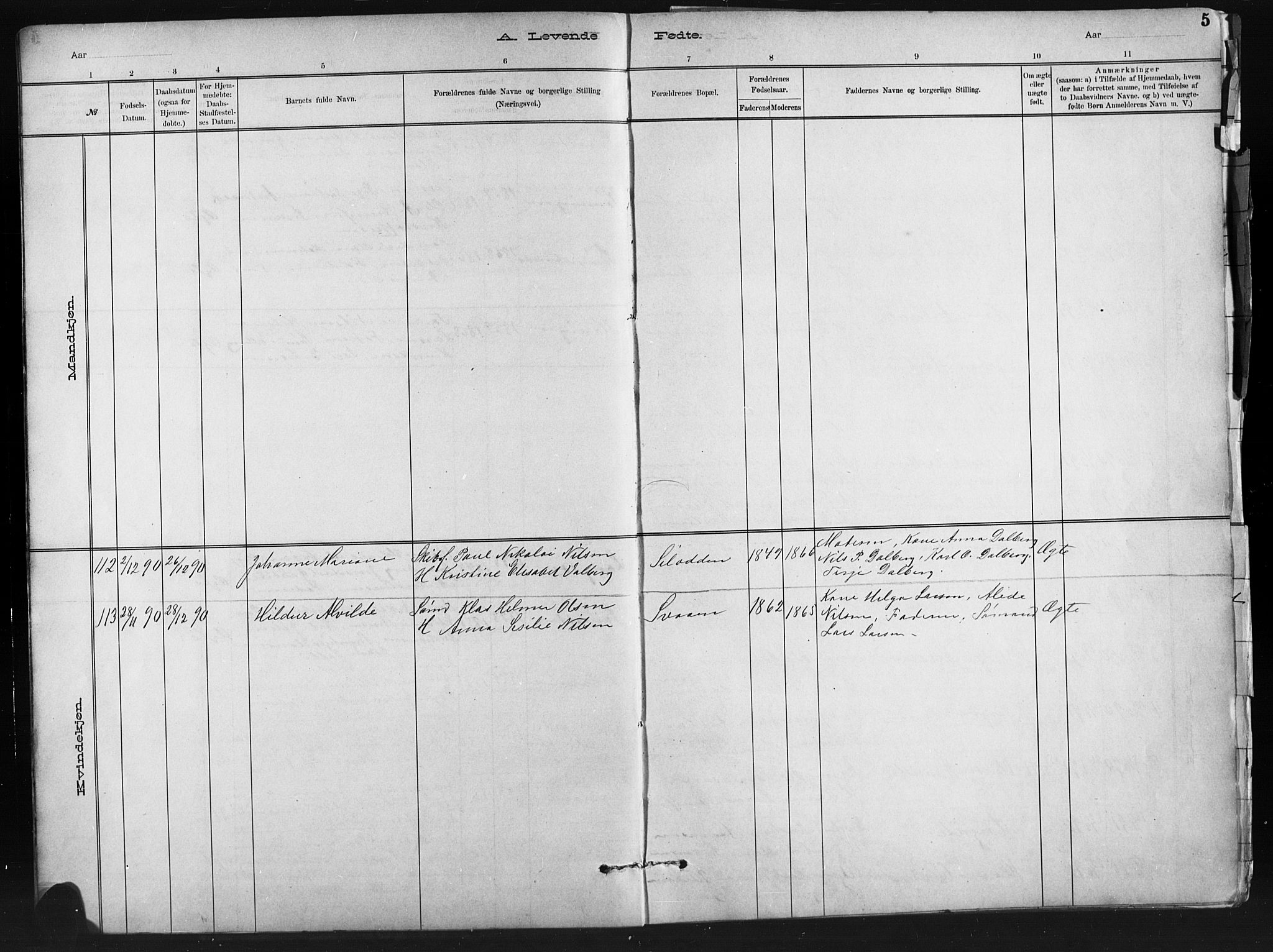 Barbu sokneprestkontor, AV/SAK-1111-0003/F/Fb/L0002: Klokkerbok nr. B 2, 1890-1922, s. 5