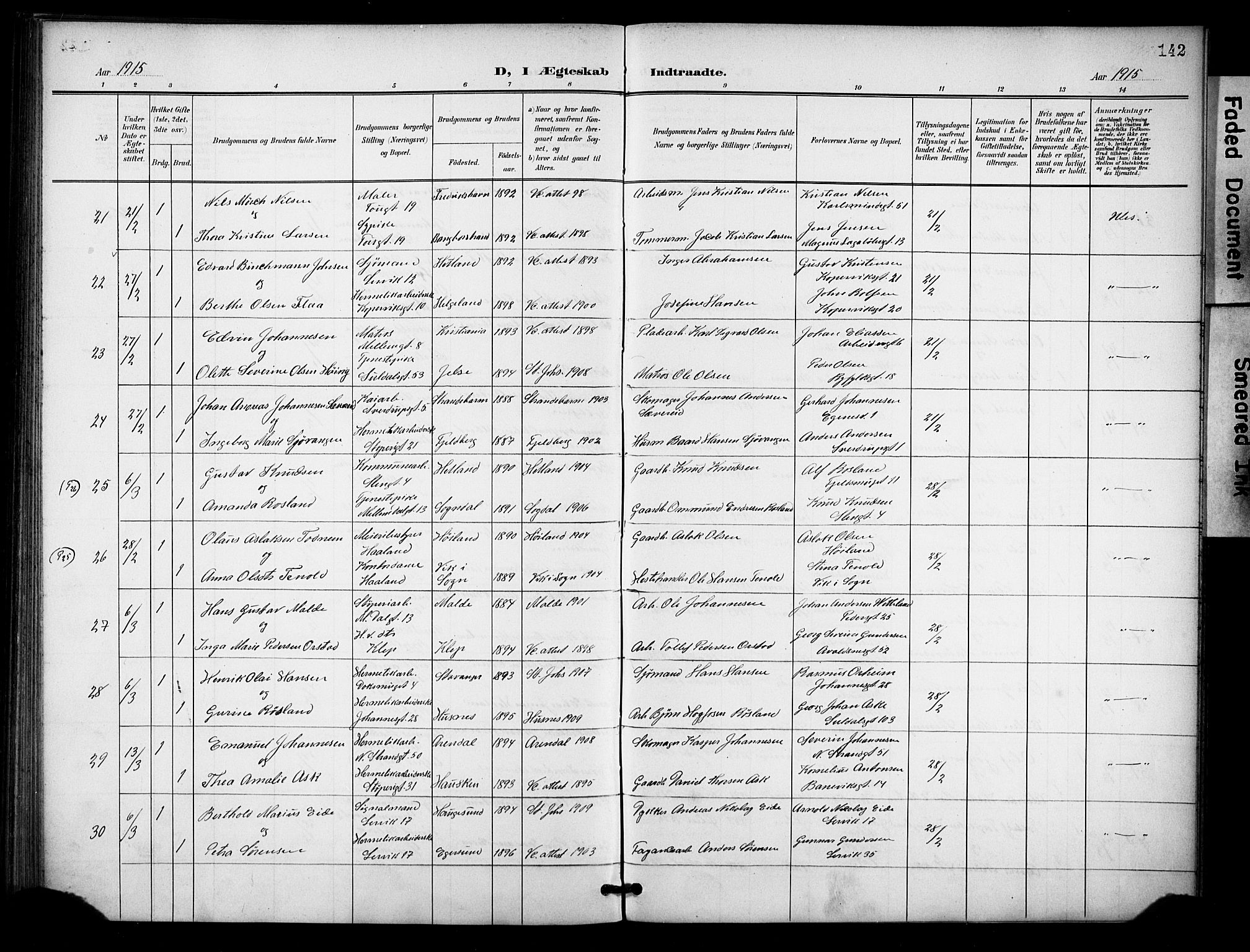 St. Johannes sokneprestkontor, AV/SAST-A-101814/001/30/30BB/L0005: Klokkerbok nr. B 5, 1901-1917, s. 142