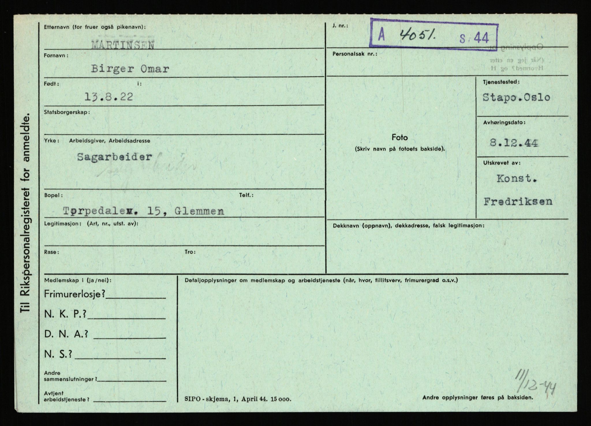 Statspolitiet - Hovedkontoret / Osloavdelingen, AV/RA-S-1329/C/Ca/L0010: Lind - Moksnes, 1943-1945, s. 2902