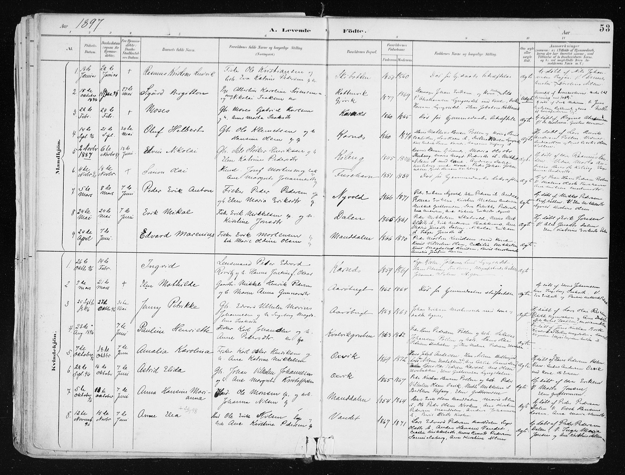 Lyngen sokneprestembete, AV/SATØ-S-1289/H/He/Hea/L0008kirke: Ministerialbok nr. 8, 1891-1902, s. 53