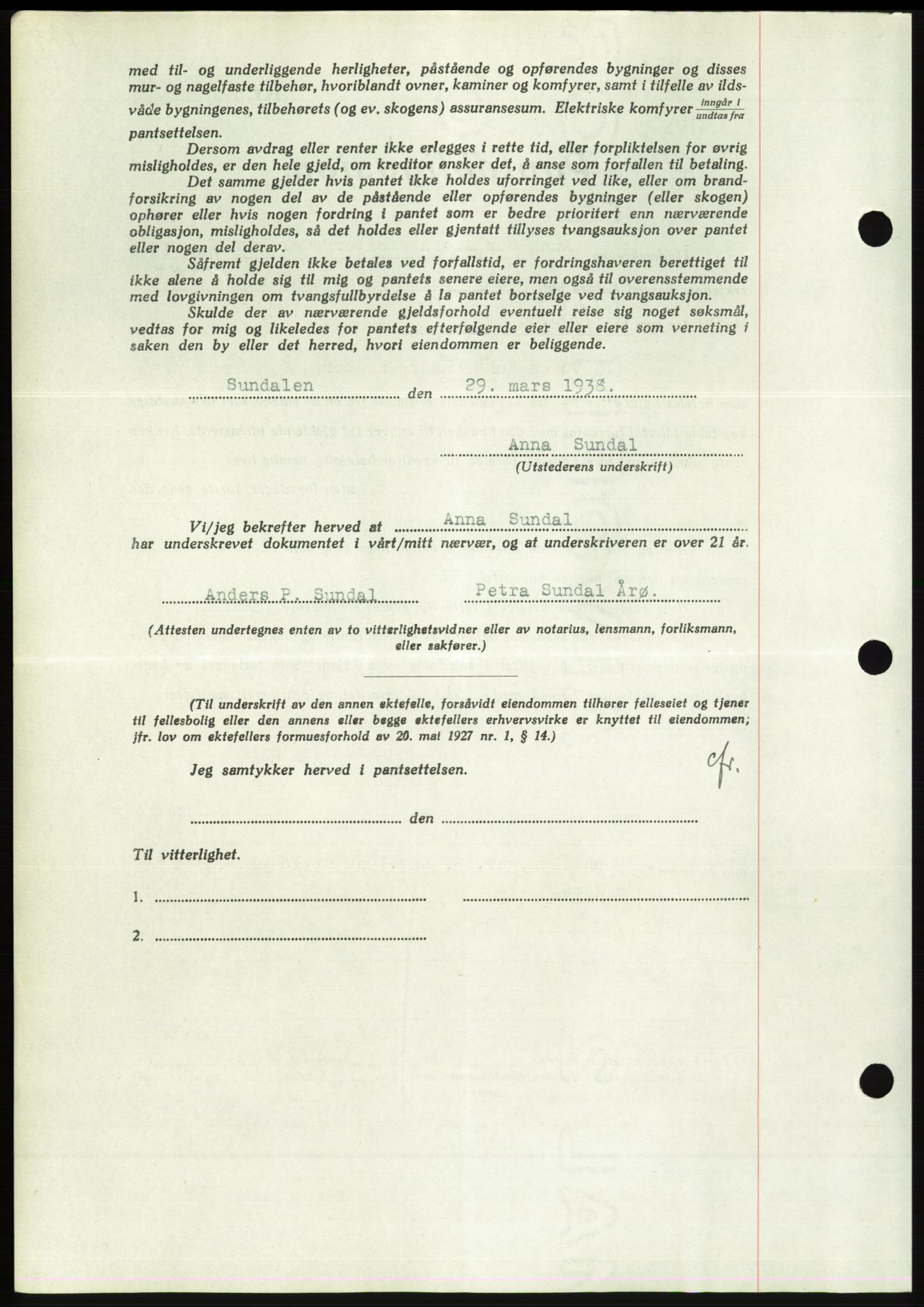 Søre Sunnmøre sorenskriveri, AV/SAT-A-4122/1/2/2C/L0065: Pantebok nr. 59, 1938-1938, Dagboknr: 433/1938