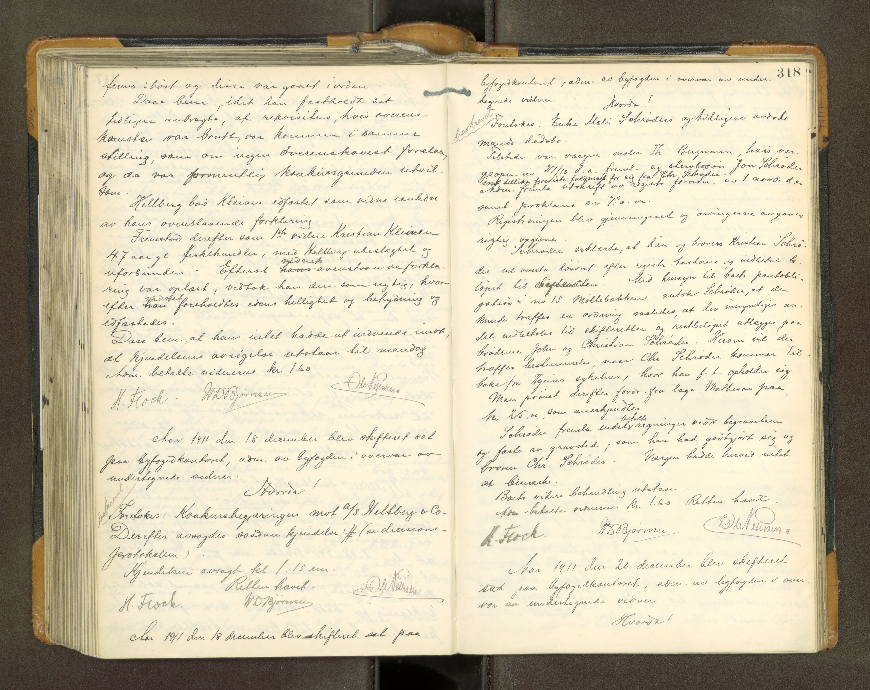 Trondheim byfogd, AV/SAT-A-0003/1/3/3B/L0017: Skiftebehandlingsprotokoll - 17/6-1/1. (u/ register) U, 1909-1913, s. 318