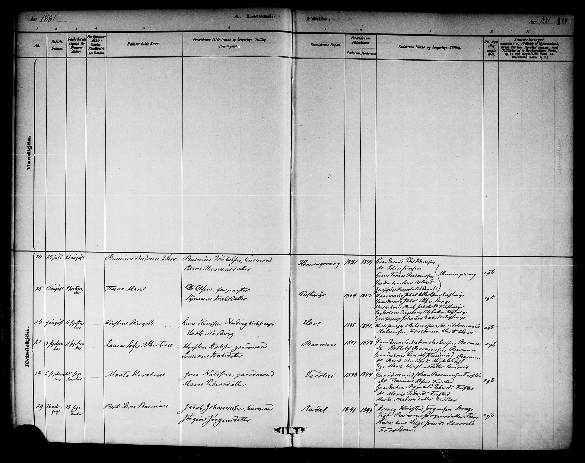Selje sokneprestembete, AV/SAB-A-99938/H/Ha/Haa/Haab: Ministerialbok nr. B 1, 1881-1890, s. 10